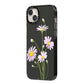 Wild Daisies iPhone 14 Plus Black Impact Case Side Angle on Silver phone