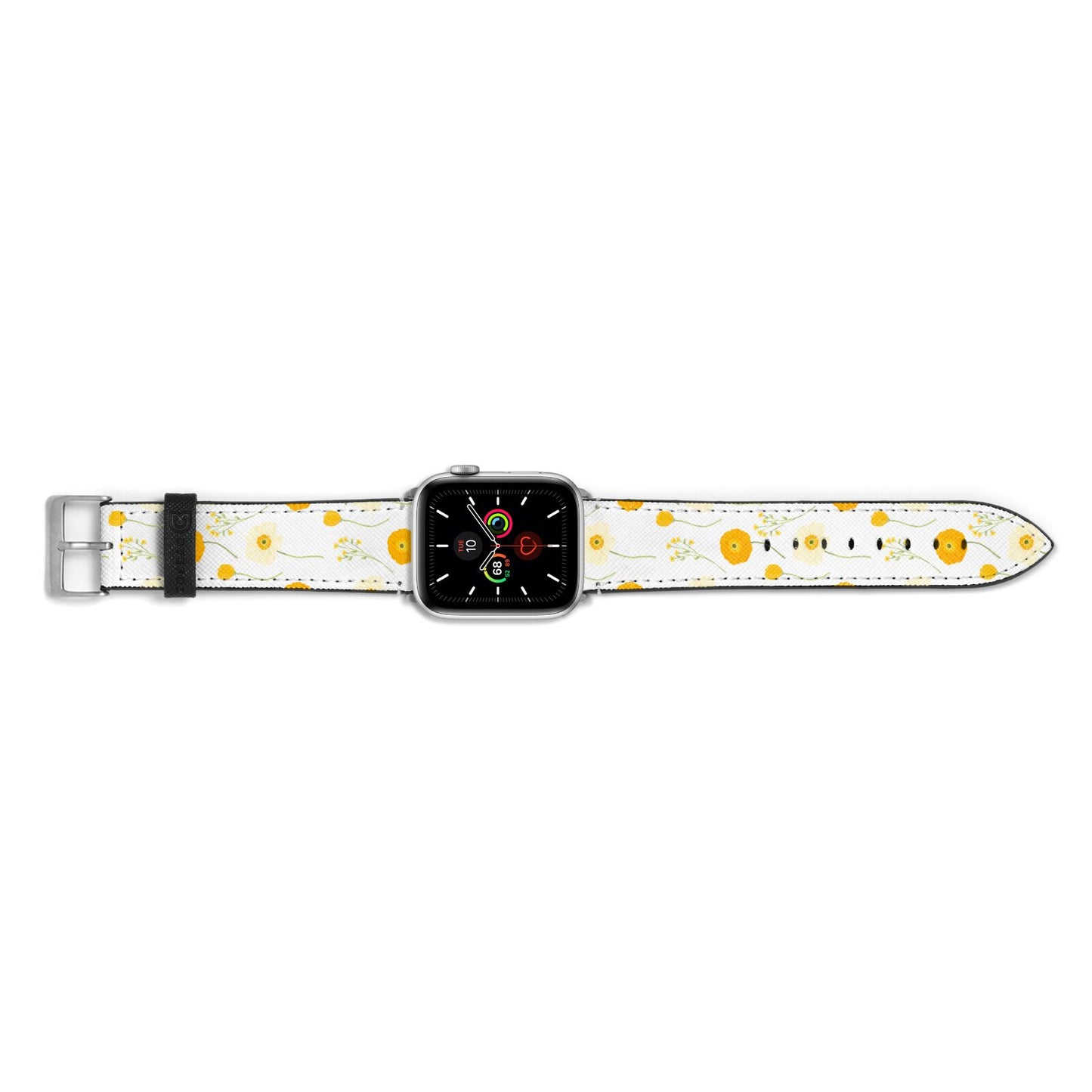 Wild Floral Apple Watch Strap Landscape Image Silver Hardware