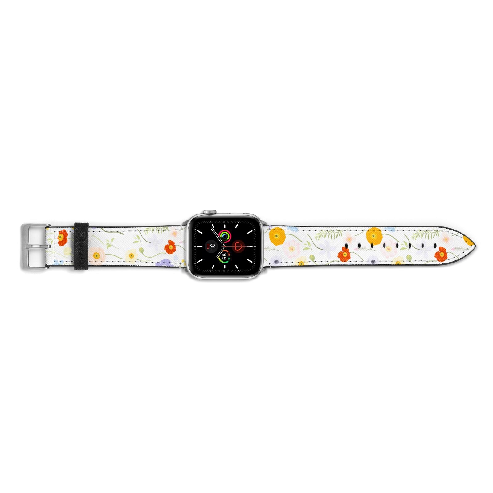 Wild Flower Apple Watch Strap Landscape Image Silver Hardware