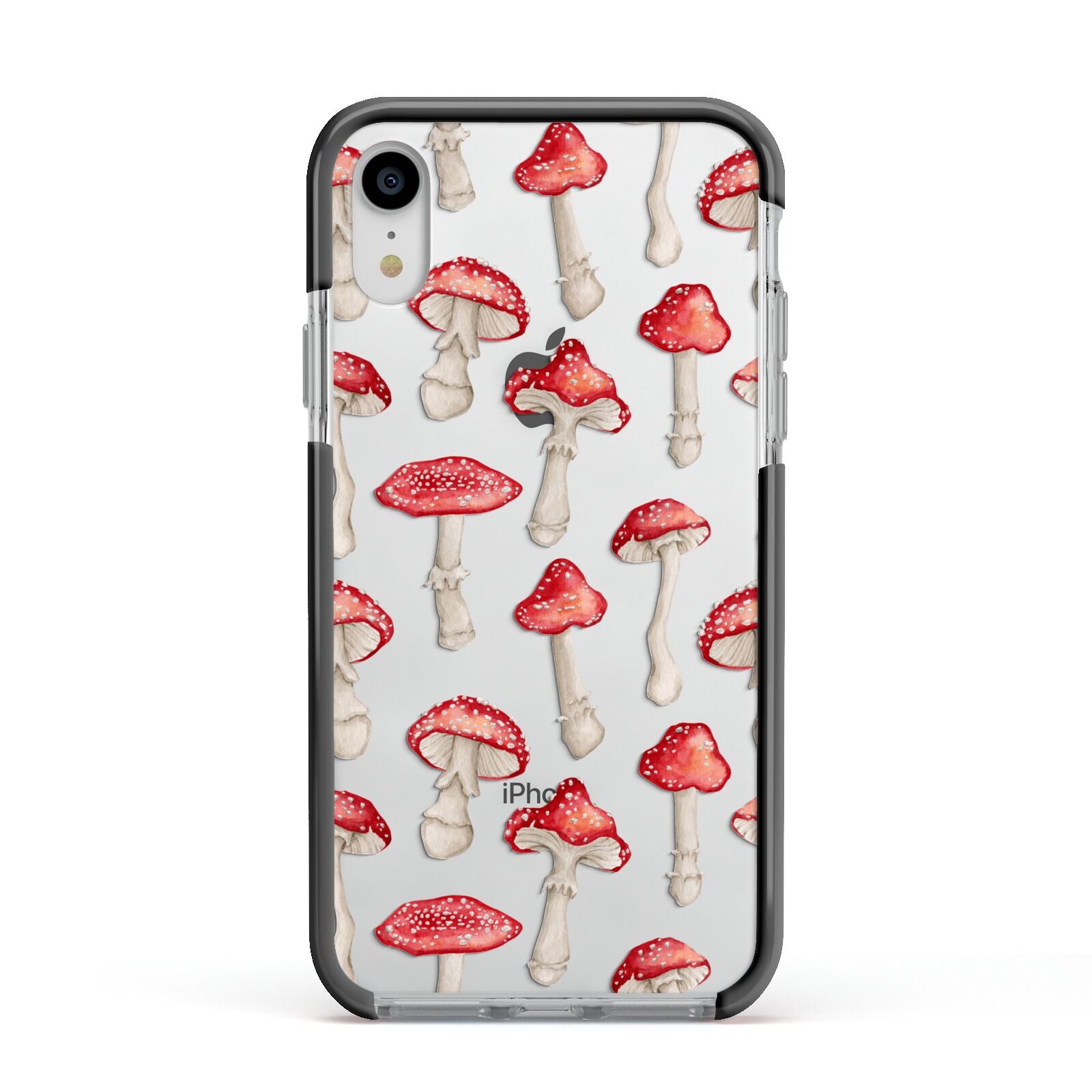 Wild Mushrooms Apple iPhone XR Impact Case Black Edge on Silver Phone