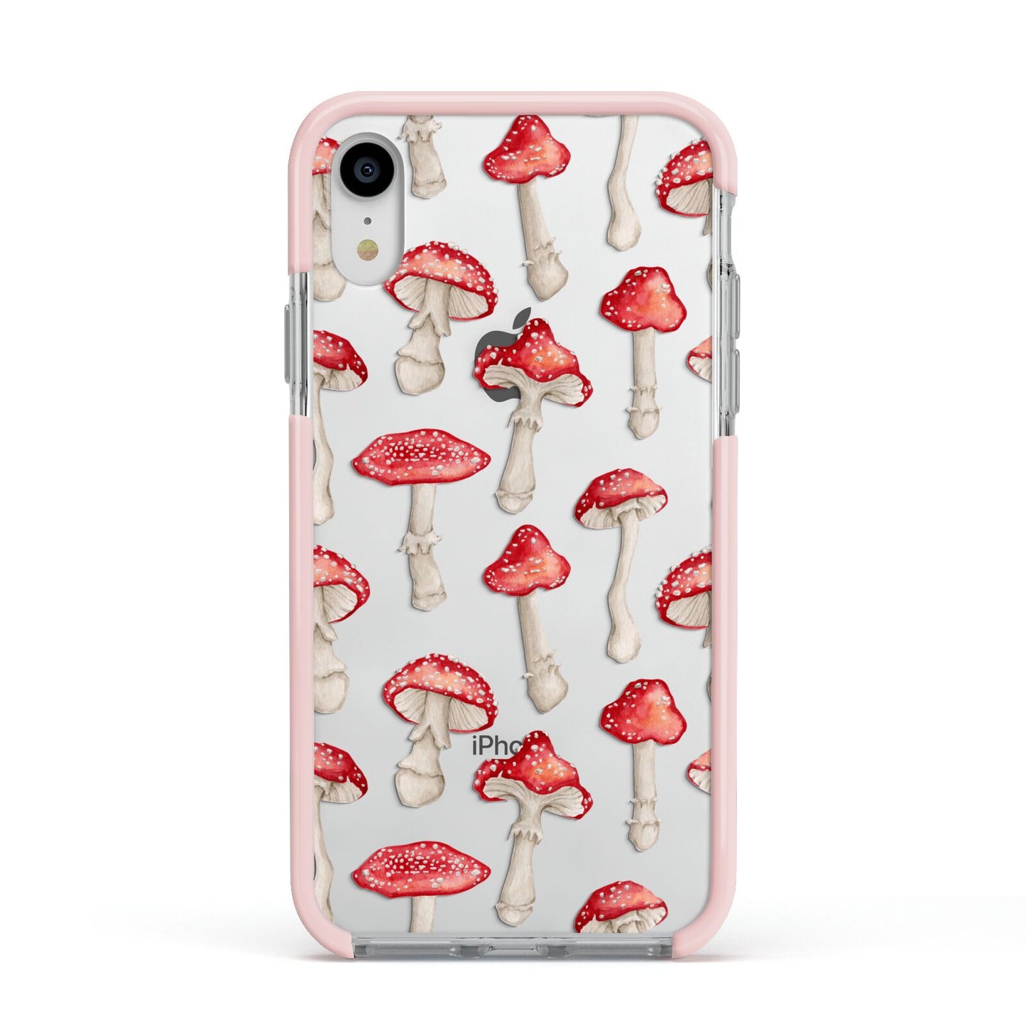 Wild Mushrooms Apple iPhone XR Impact Case Pink Edge on Silver Phone