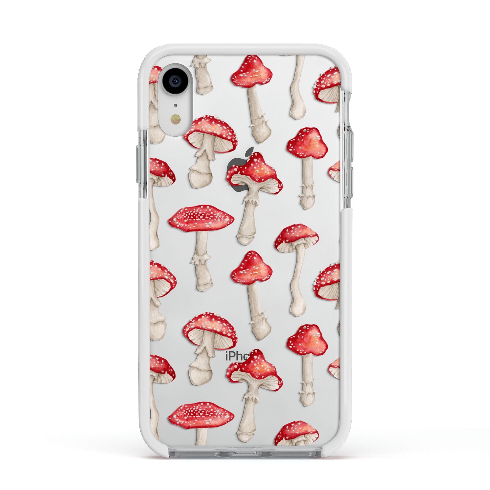 Wild Mushrooms Apple iPhone XR Impact Case White Edge on Silver Phone