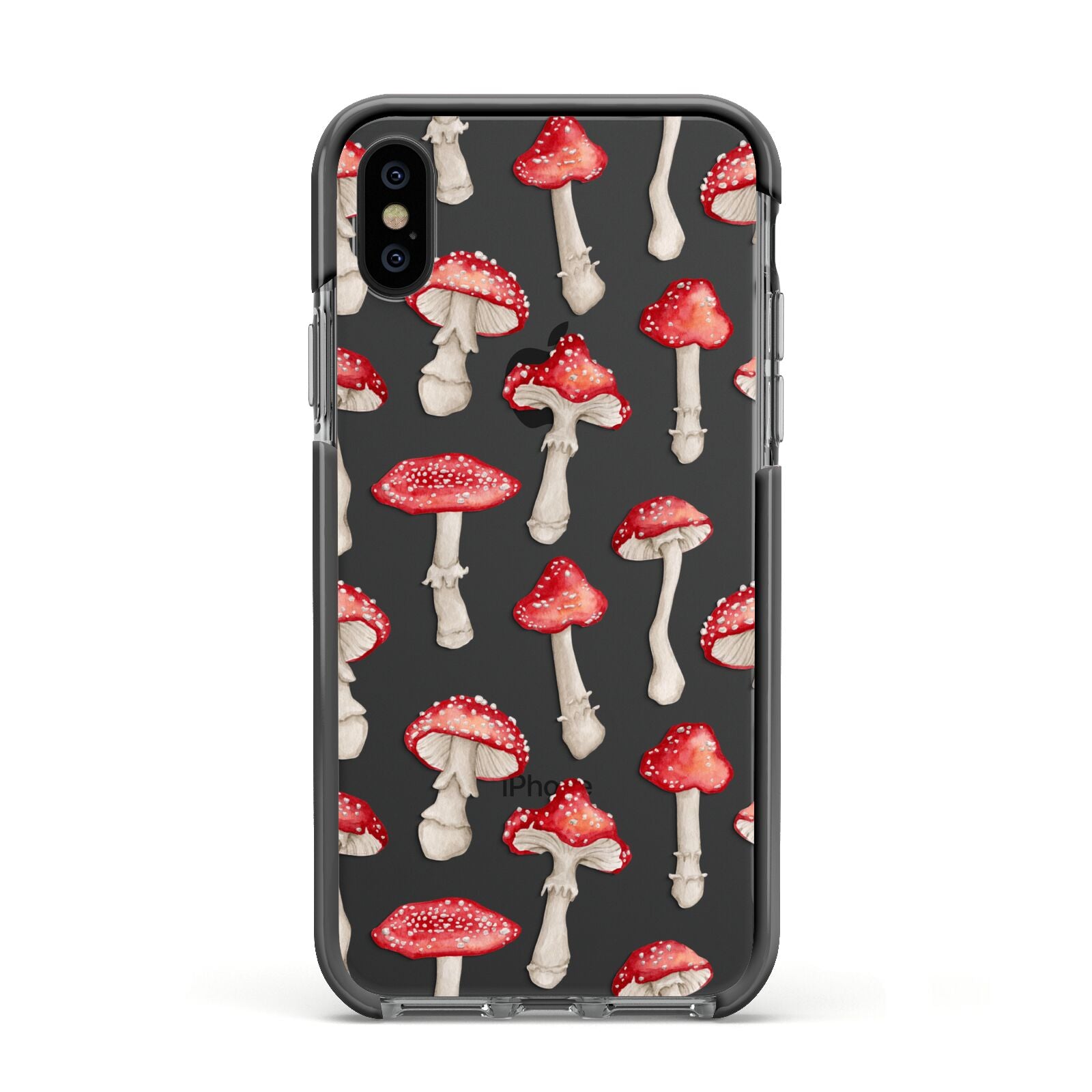 Wild Mushrooms Apple iPhone Xs Impact Case Black Edge on Black Phone