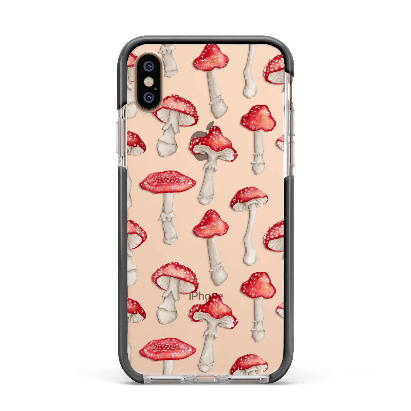 Wild Mushrooms Apple iPhone Xs Impact Case Black Edge on Gold Phone