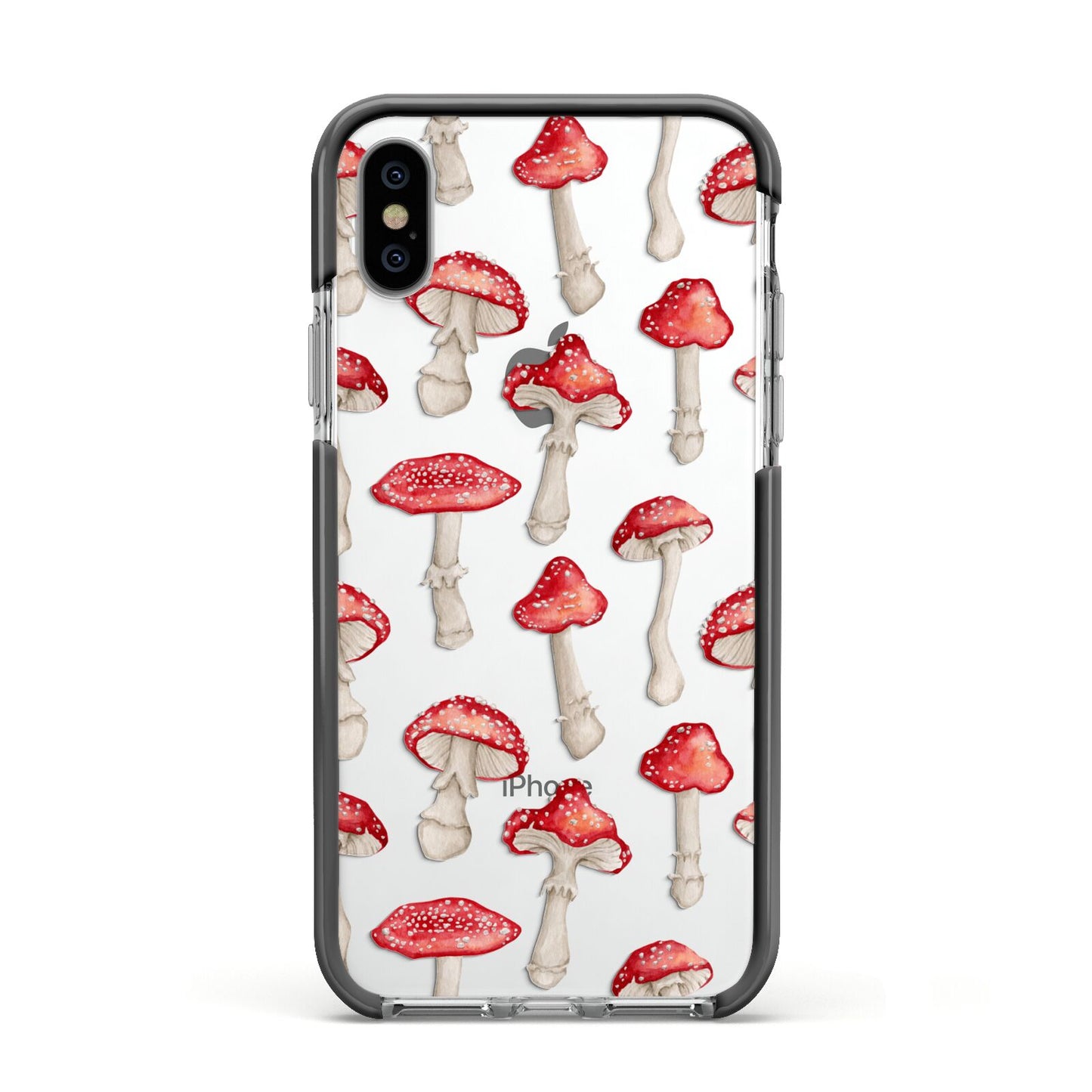 Wild Mushrooms Apple iPhone Xs Impact Case Black Edge on Silver Phone