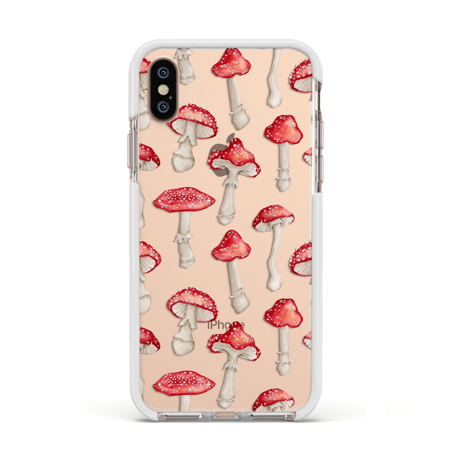 Wild Mushrooms Apple iPhone Xs Impact Case White Edge on Gold Phone