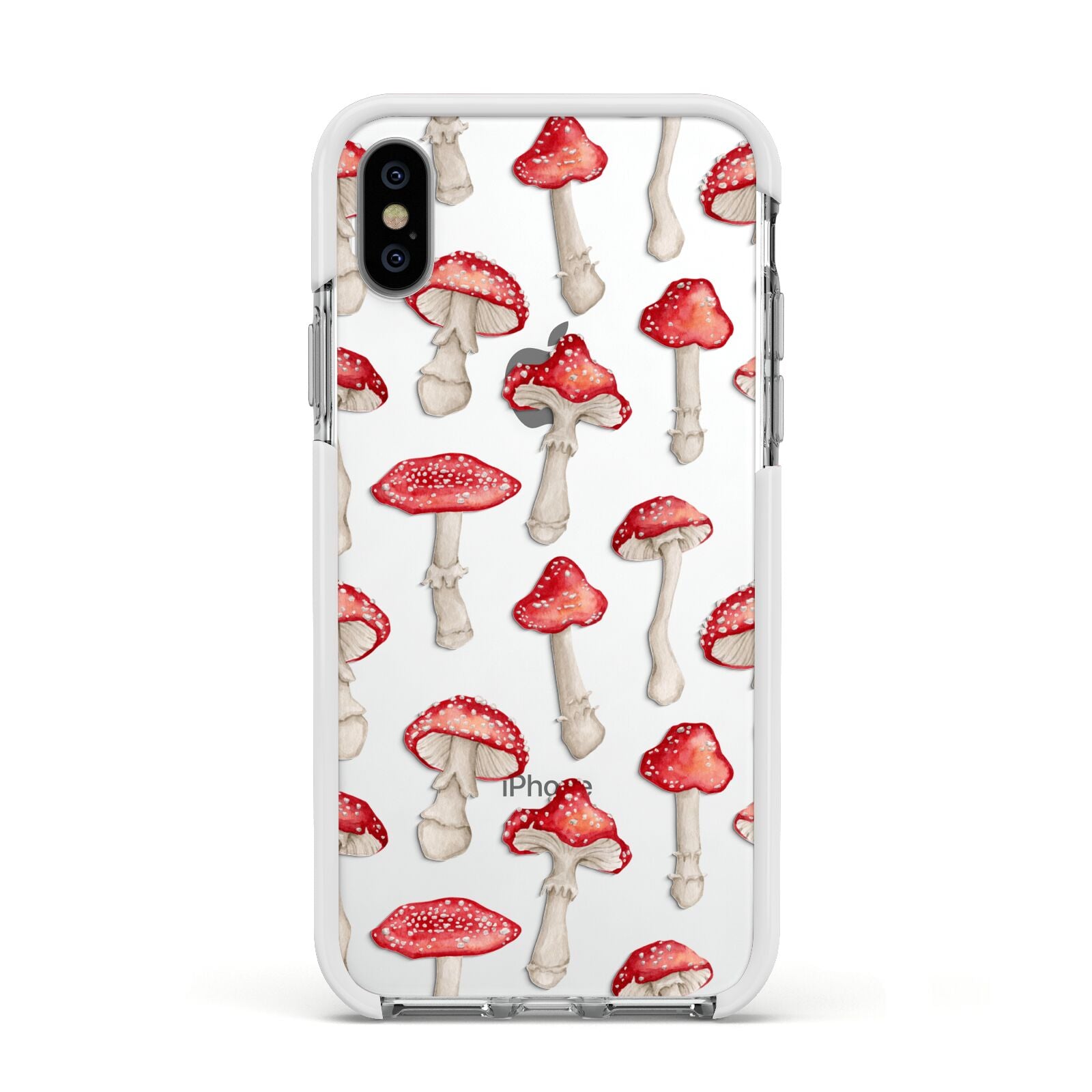 Wild Mushrooms Apple iPhone Xs Impact Case White Edge on Silver Phone