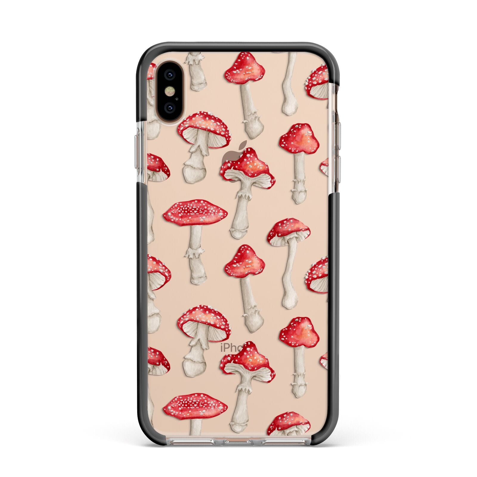 Wild Mushrooms Apple iPhone Xs Max Impact Case Black Edge on Gold Phone