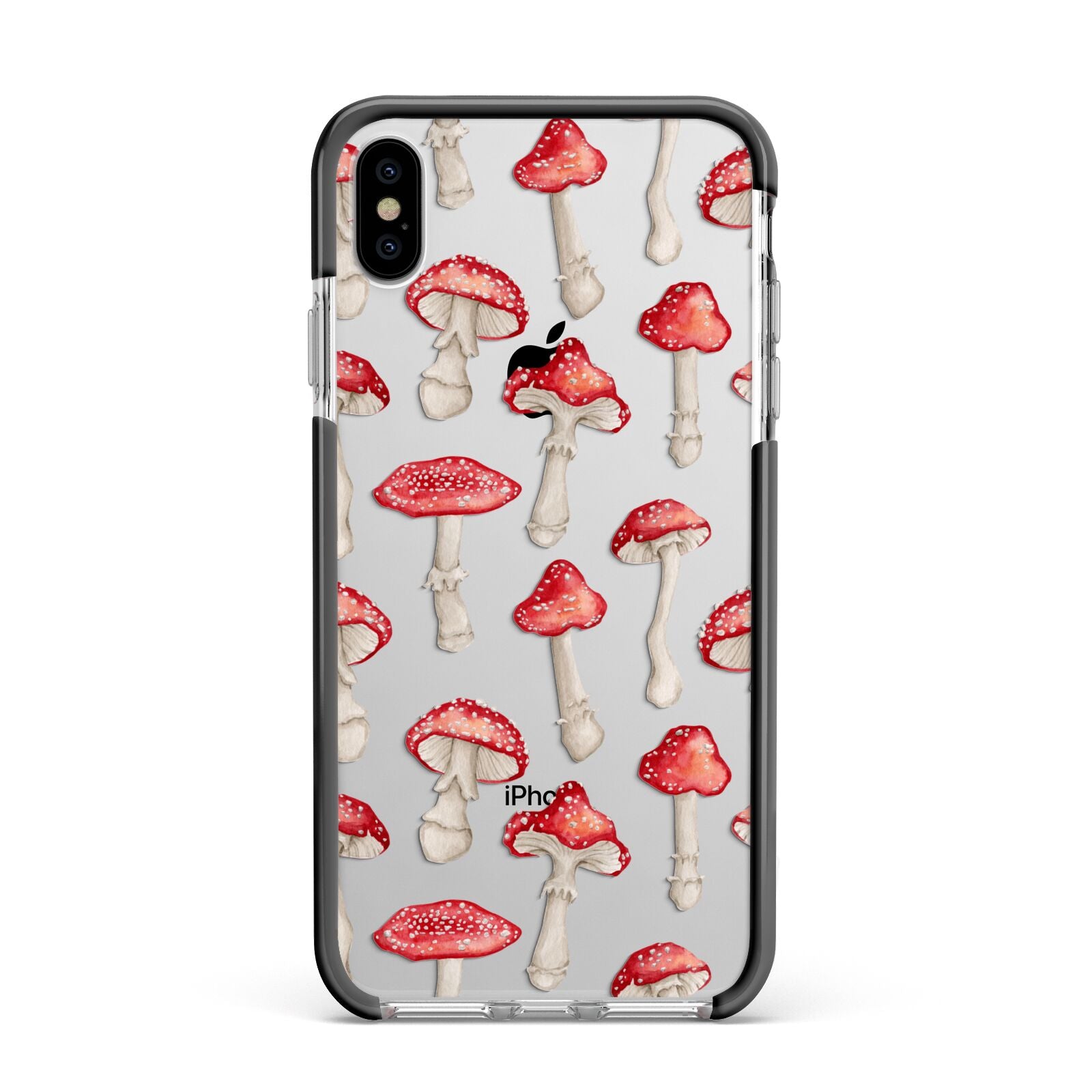 Wild Mushrooms Apple iPhone Xs Max Impact Case Black Edge on Silver Phone