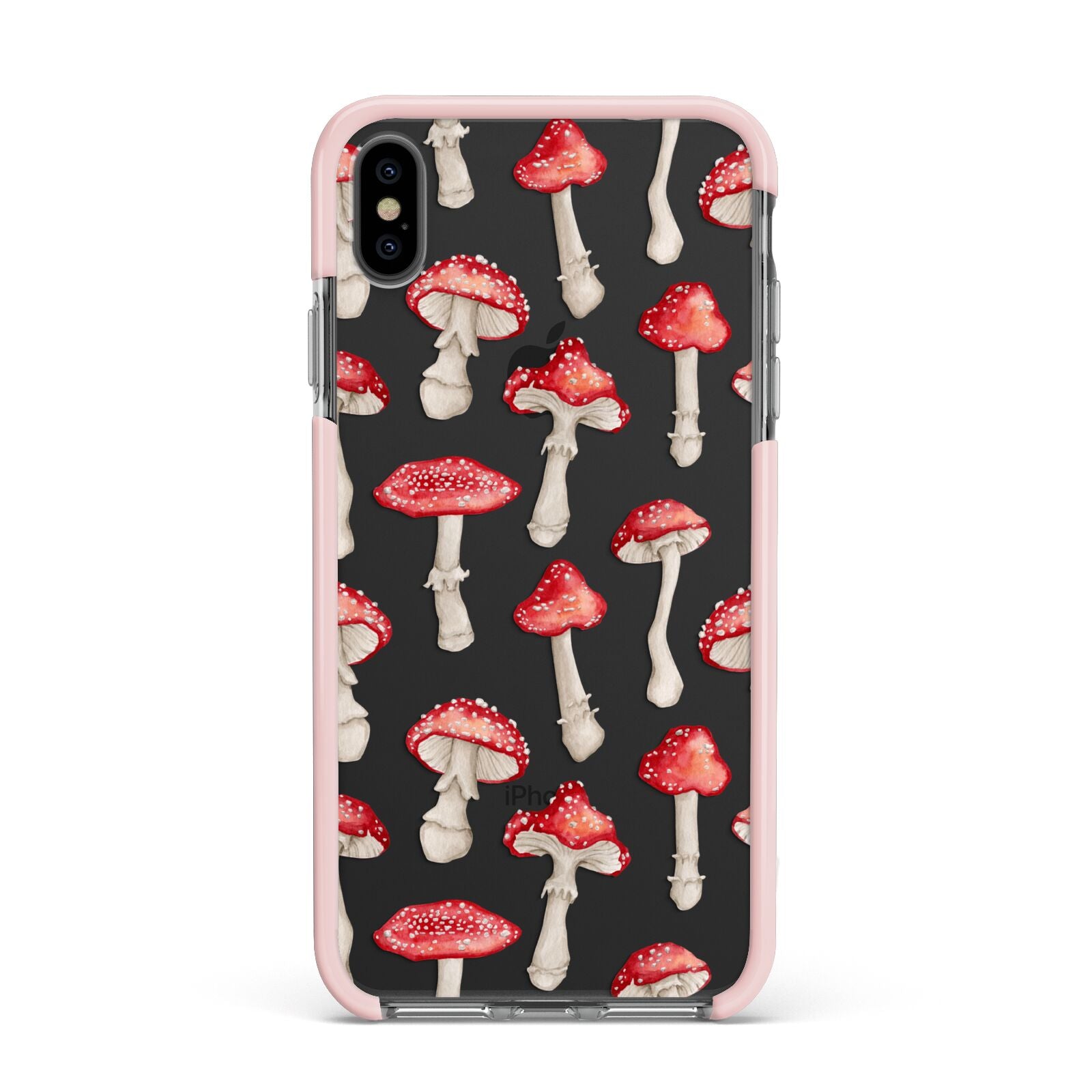 Wild Mushrooms Apple iPhone Xs Max Impact Case Pink Edge on Black Phone