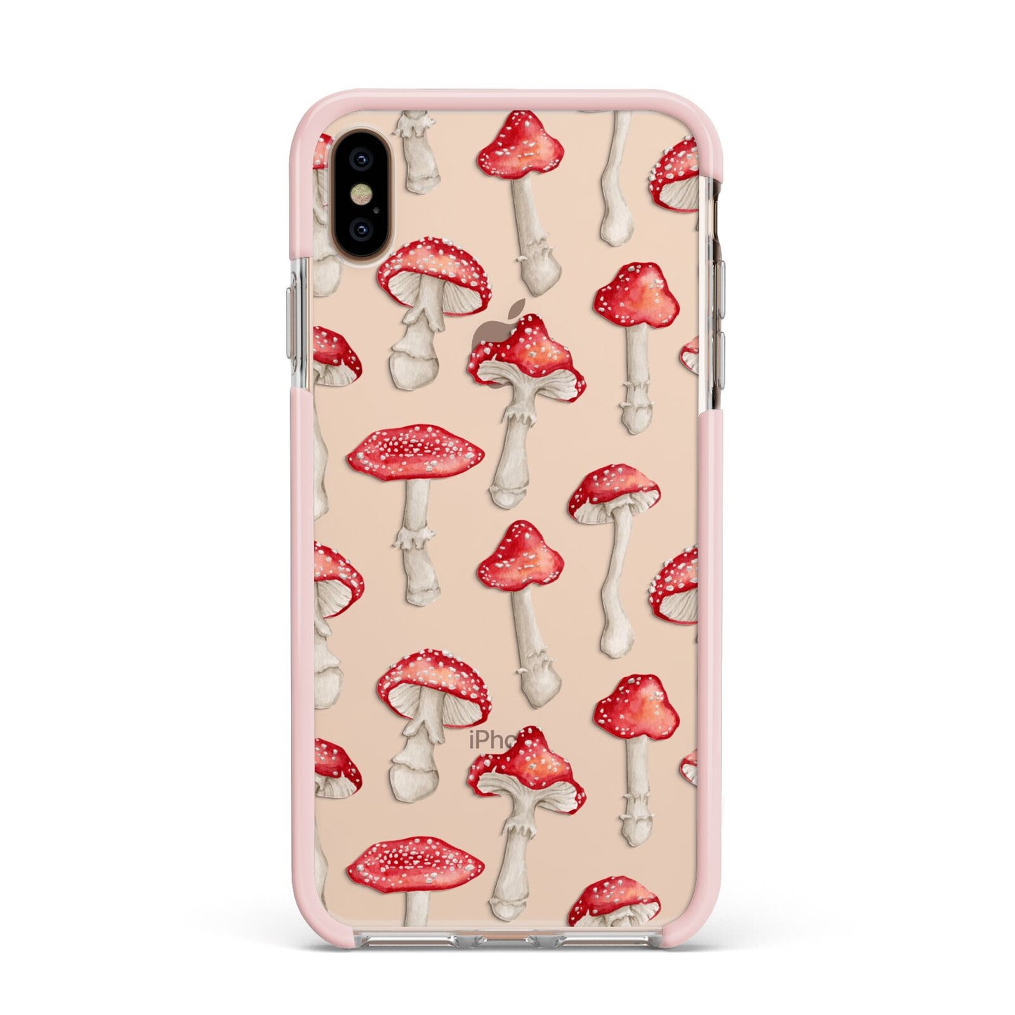 Wild Mushrooms Apple iPhone Xs Max Impact Case Pink Edge on Gold Phone