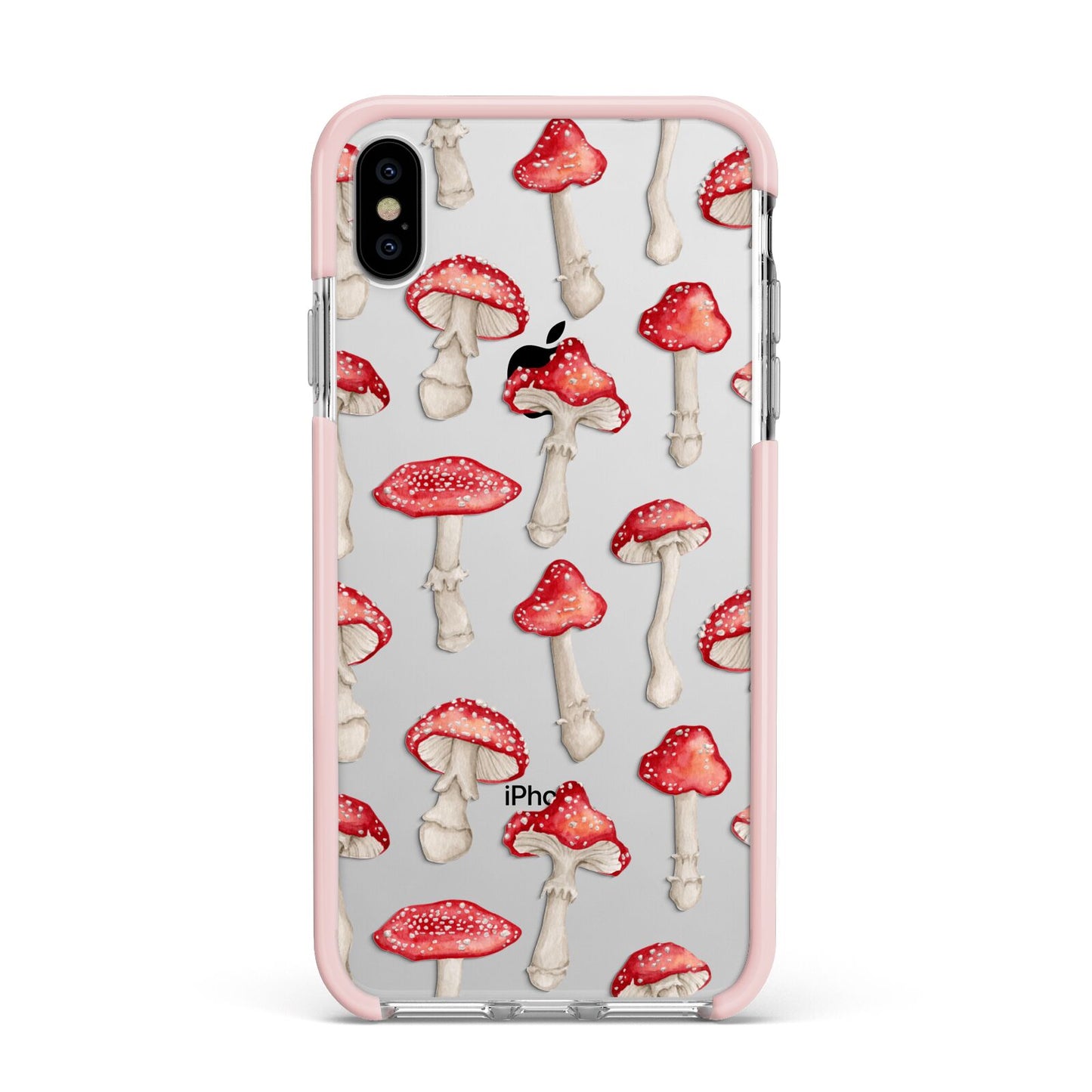 Wild Mushrooms Apple iPhone Xs Max Impact Case Pink Edge on Silver Phone