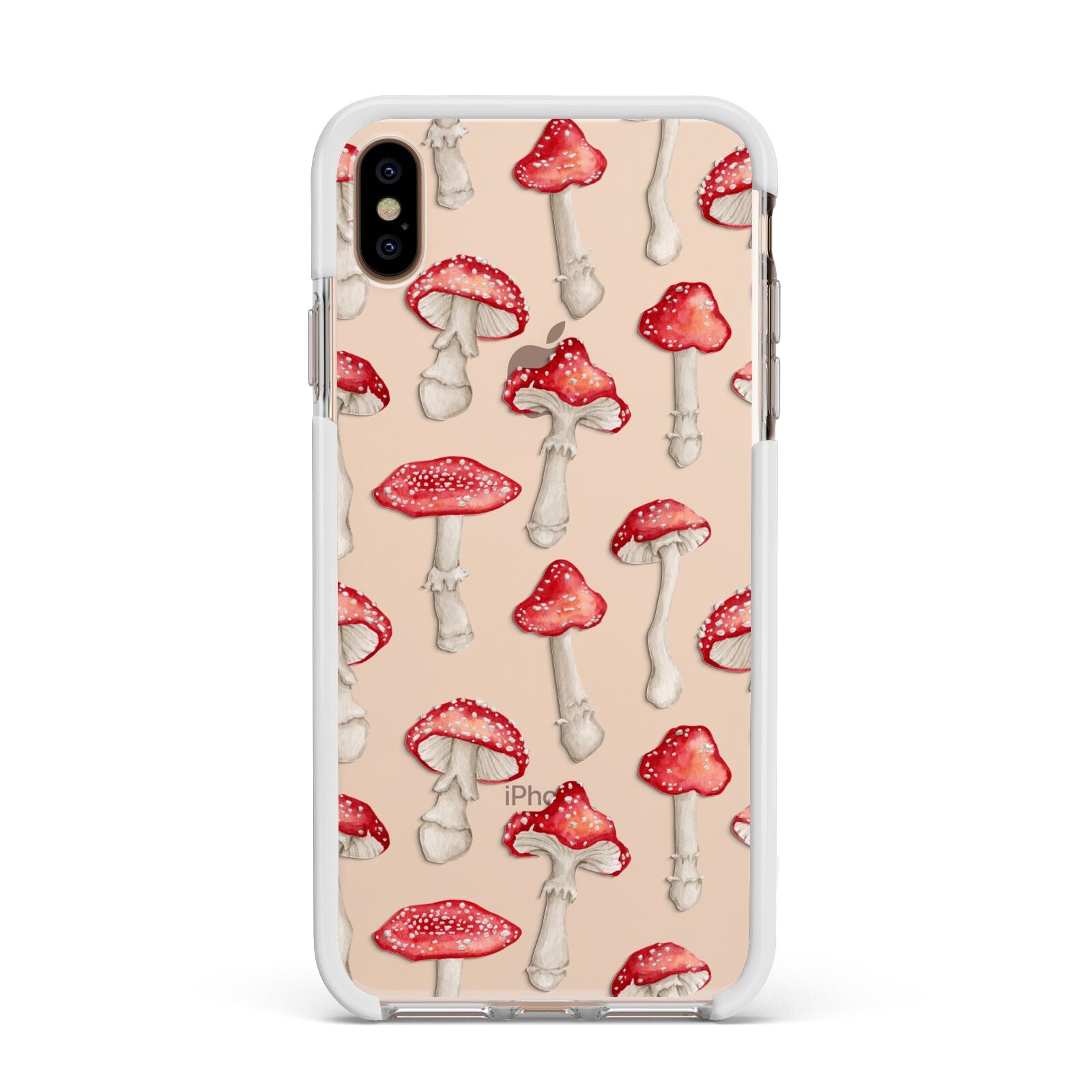 Wild Mushrooms Apple iPhone Xs Max Impact Case White Edge on Gold Phone