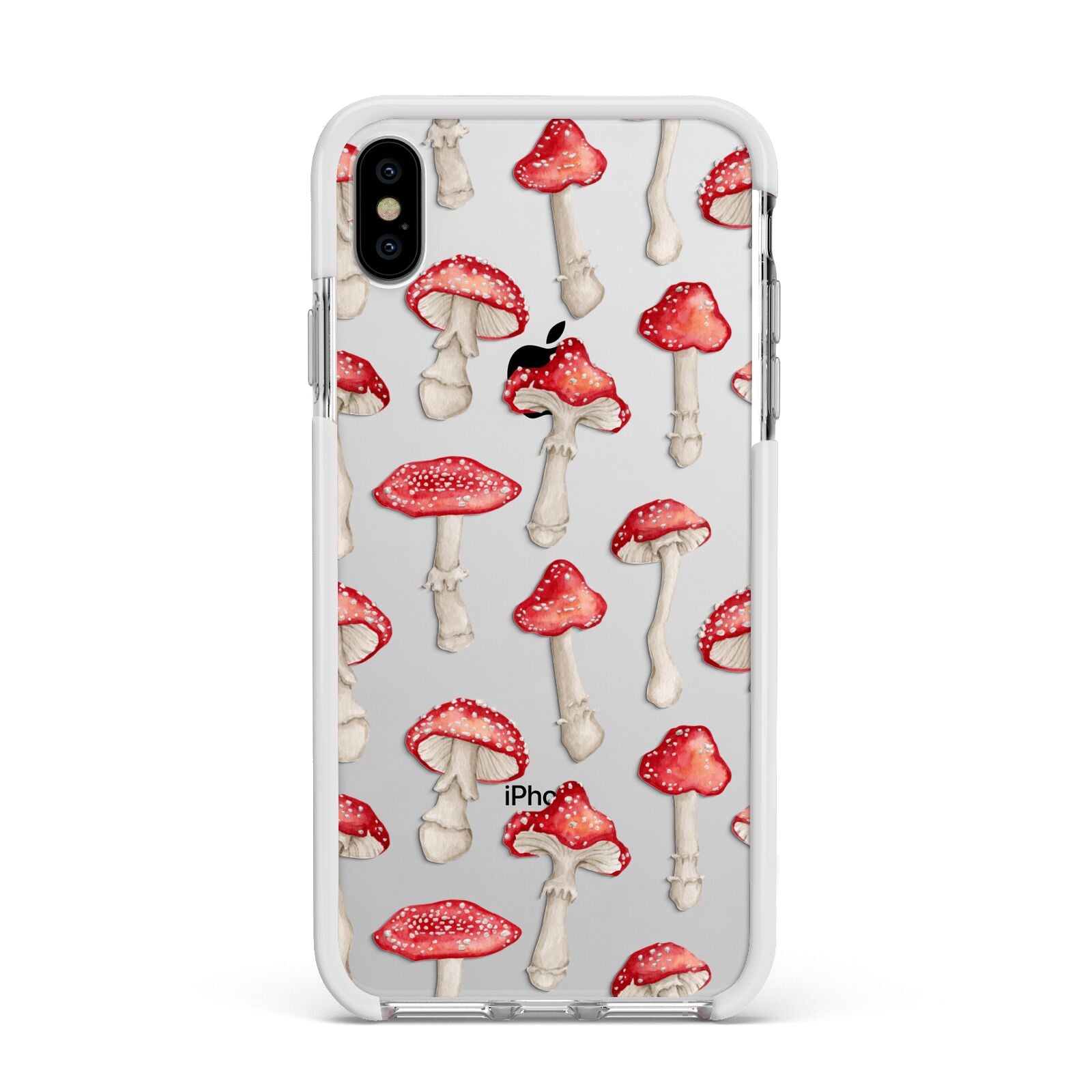 Wild Mushrooms Apple iPhone Xs Max Impact Case White Edge on Silver Phone