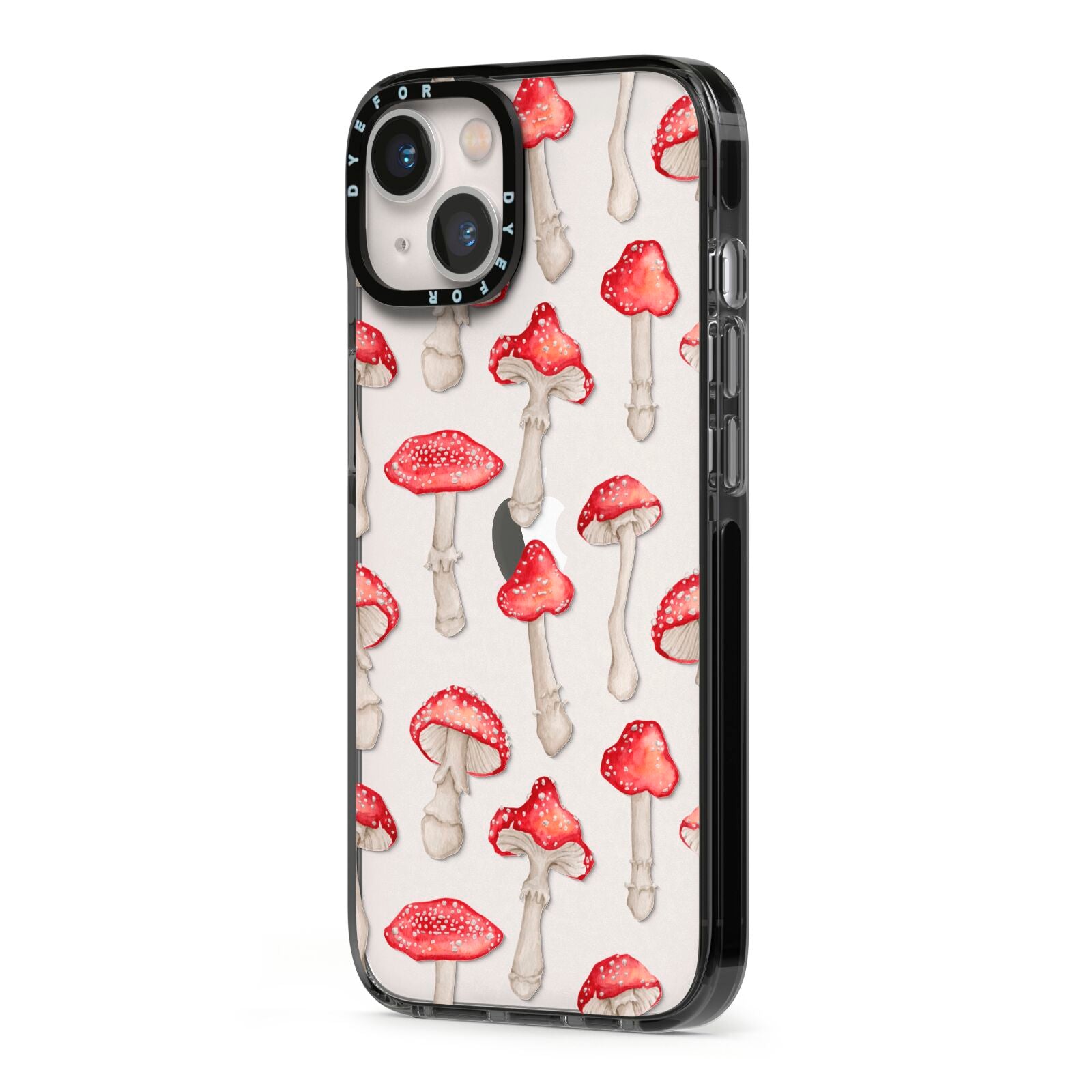 Wild Mushrooms iPhone 13 Black Impact Case Side Angle on Silver phone