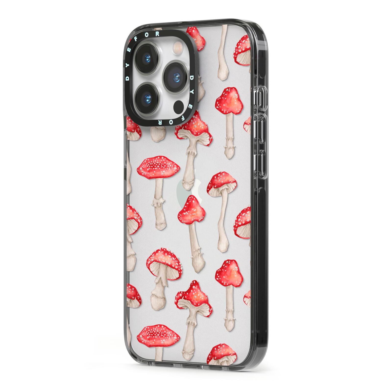 Wild Mushrooms iPhone 13 Pro Black Impact Case Side Angle on Silver phone