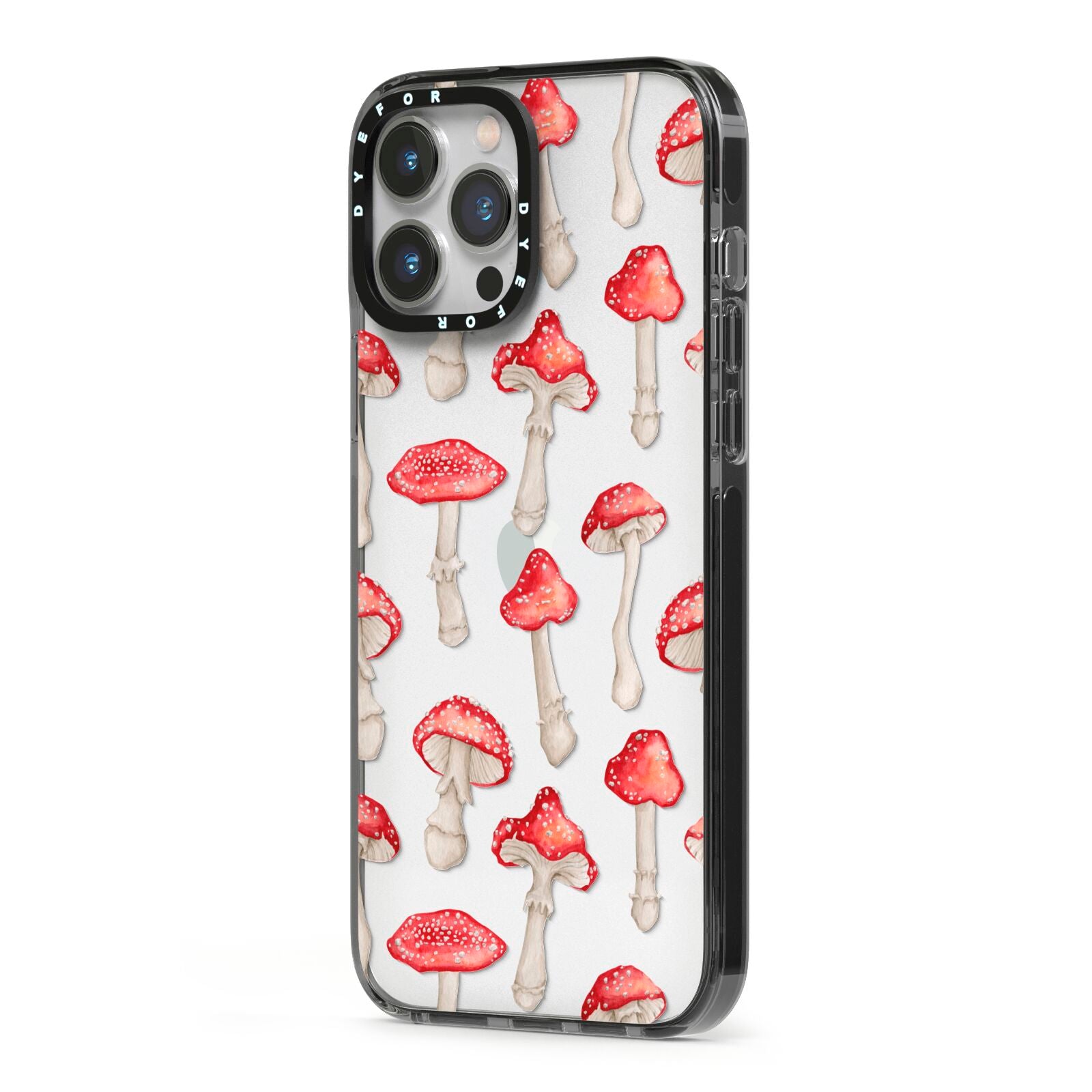 Wild Mushrooms iPhone 13 Pro Max Black Impact Case Side Angle on Silver phone