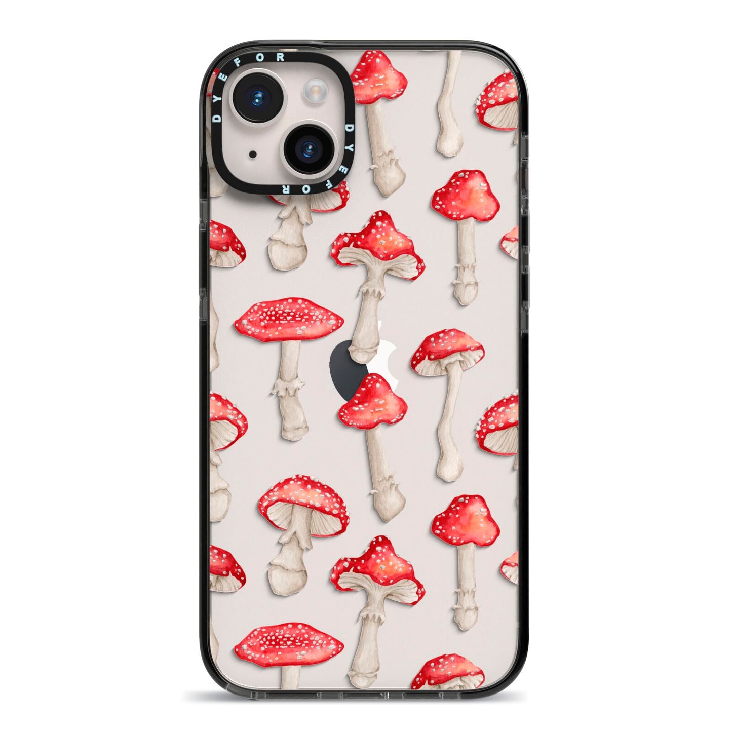 Wild Mushrooms iPhone 14 Plus Black Impact Case on Silver phone