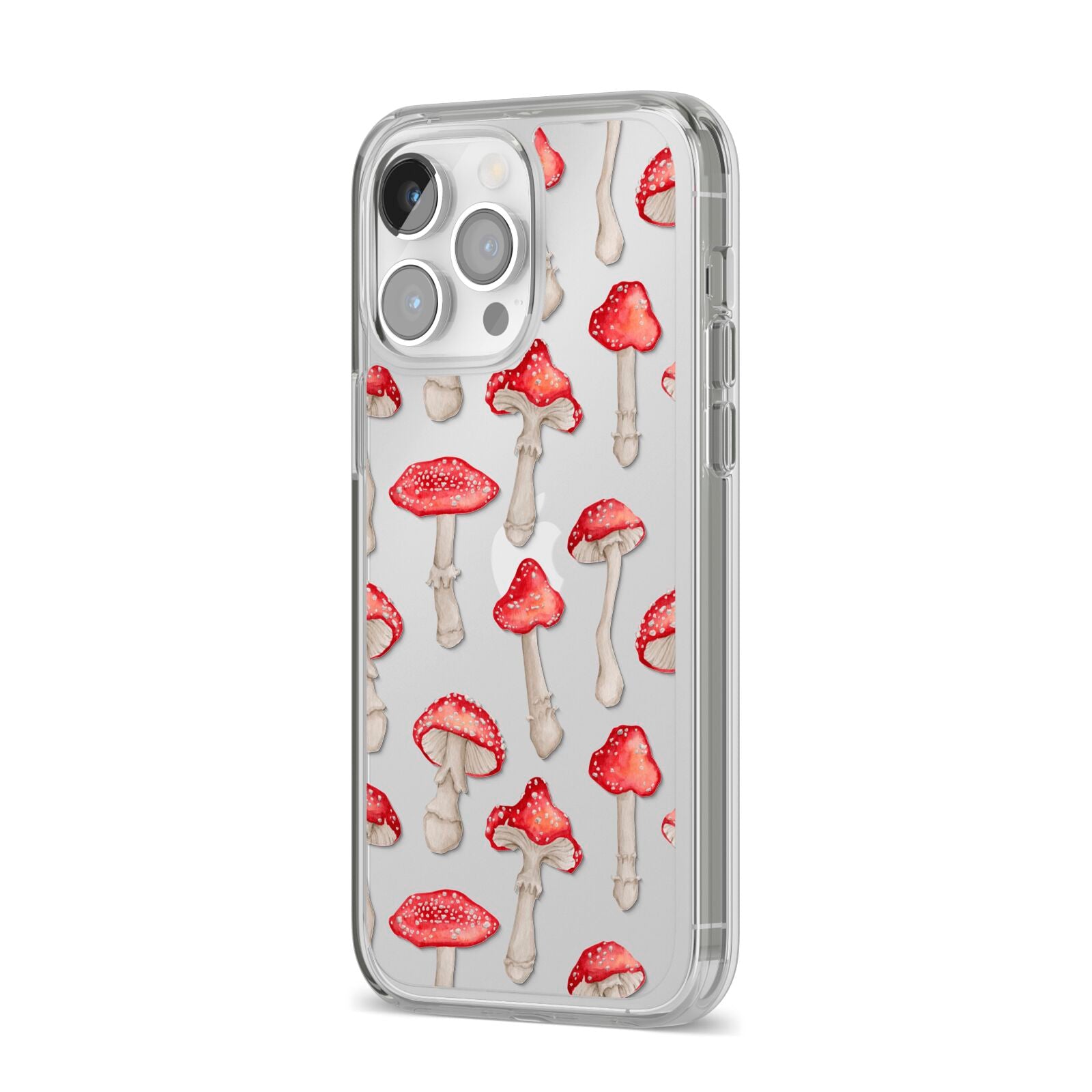 Wild Mushrooms iPhone 14 Pro Max Clear Tough Case Silver Angled Image