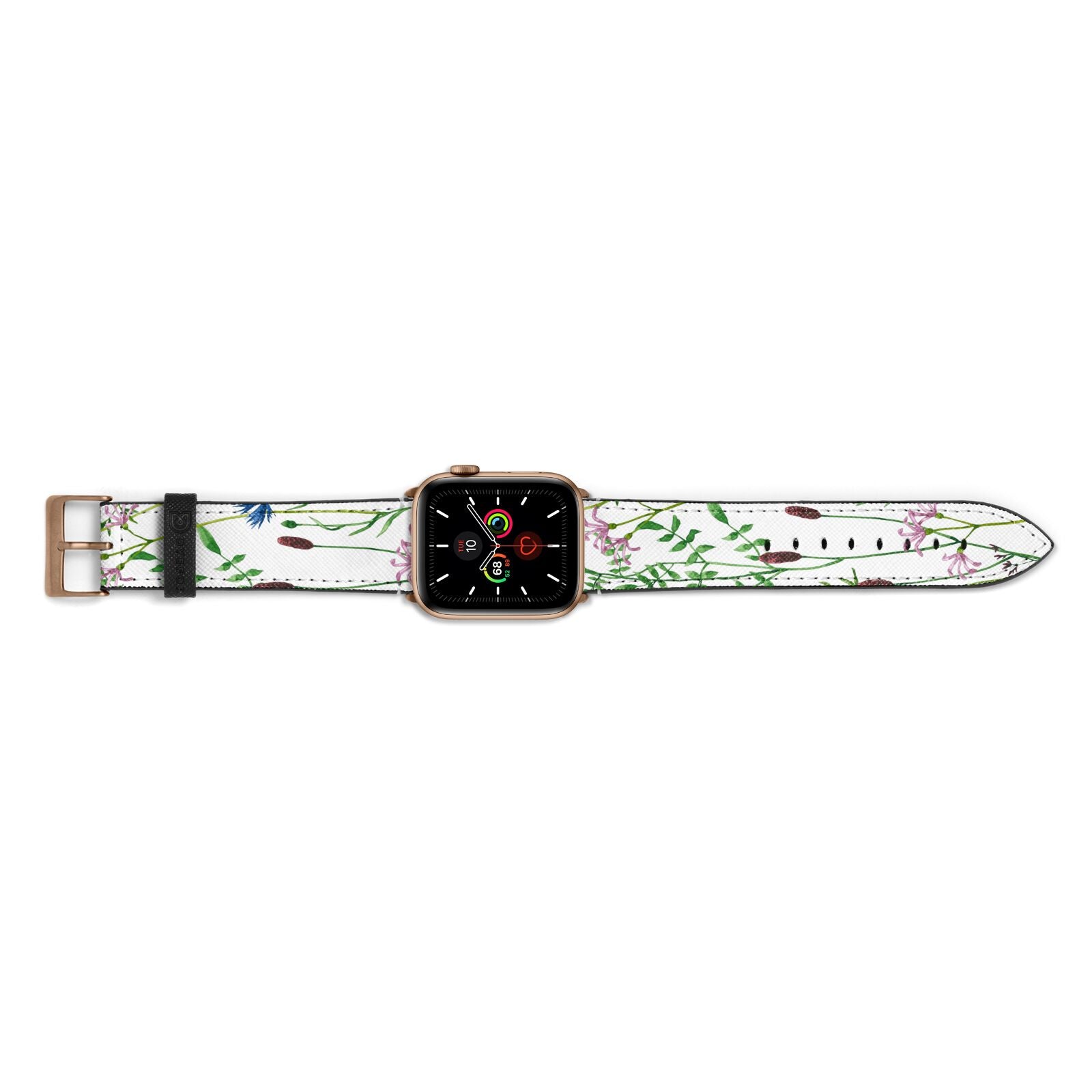 Wildflowers Apple Watch Strap Landscape Image Gold Hardware