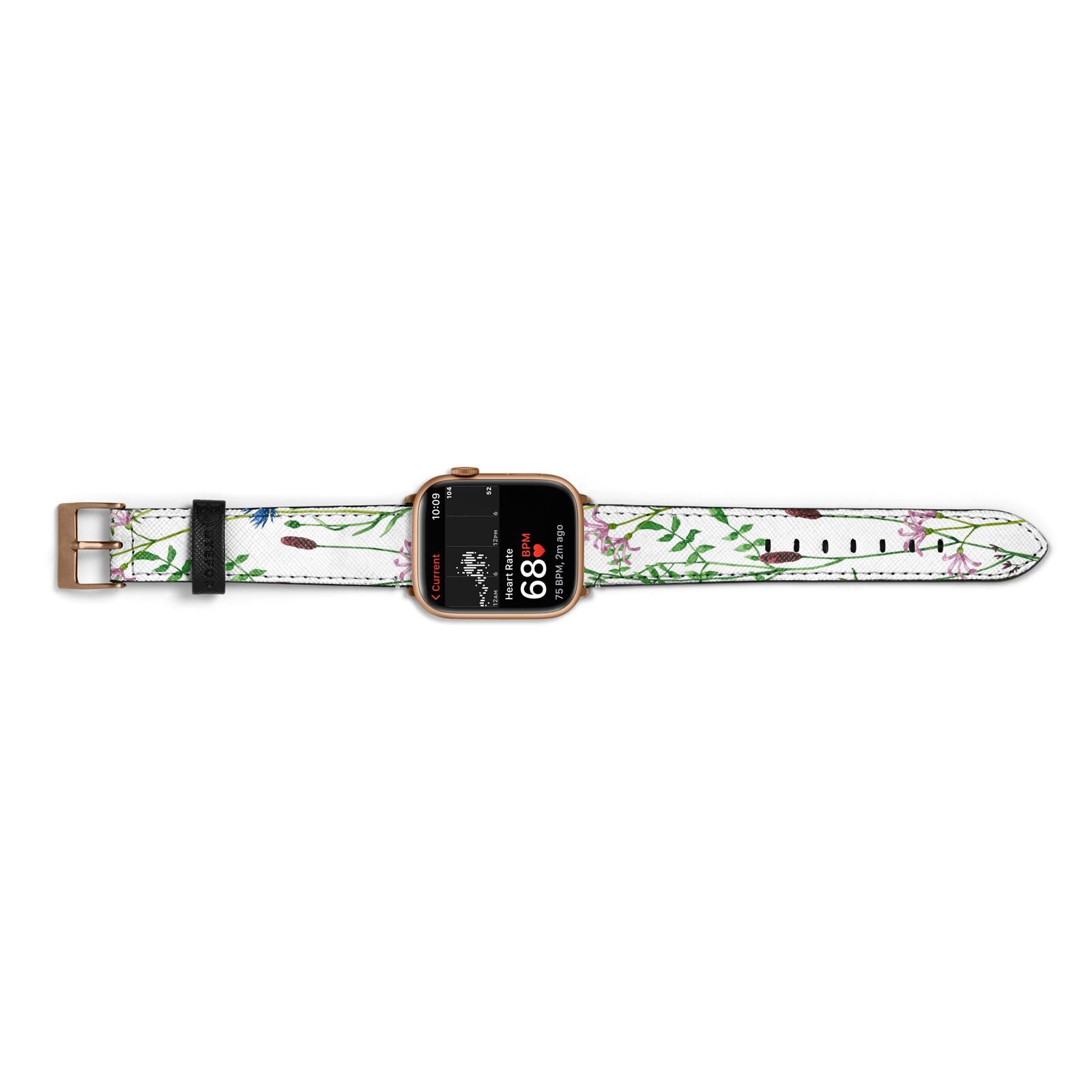 Wildflowers Apple Watch Strap Size 38mm Landscape Image Gold Hardware