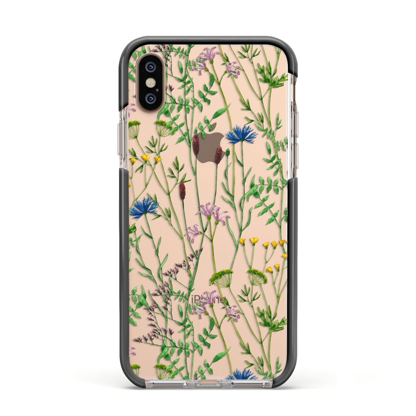 Wildflowers Apple iPhone Xs Impact Case Black Edge on Gold Phone