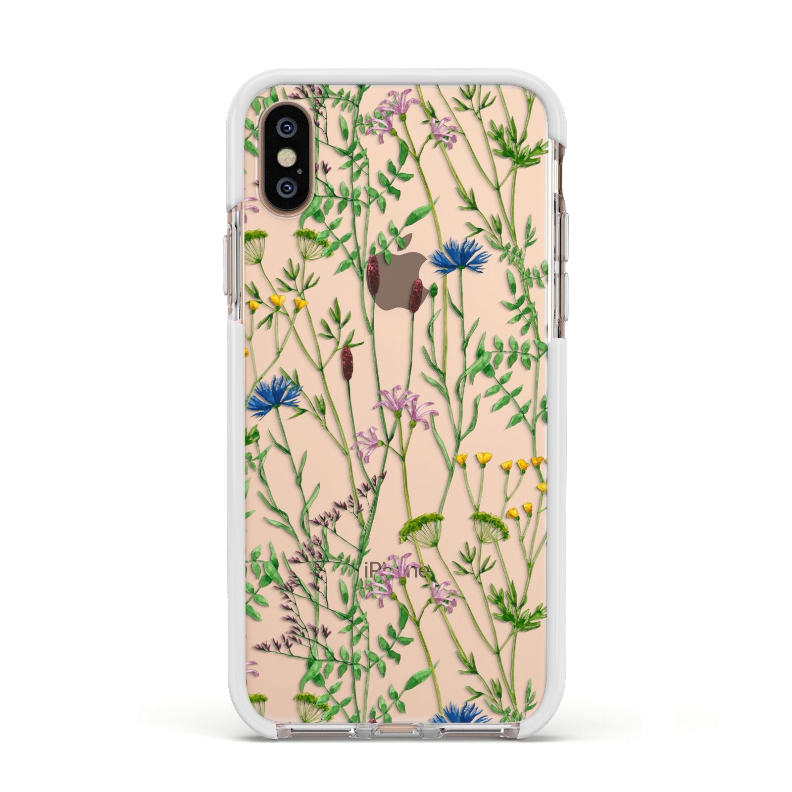 Wildflowers Apple iPhone Xs Impact Case White Edge on Gold Phone