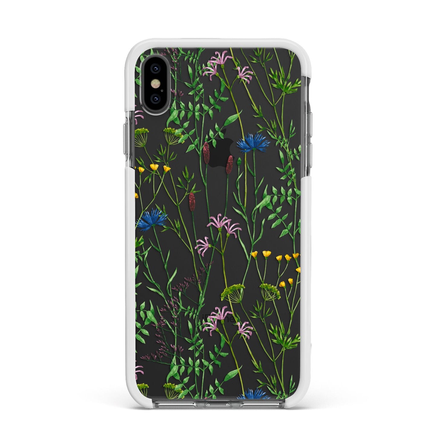 Wildflowers Apple iPhone Xs Max Impact Case White Edge on Black Phone