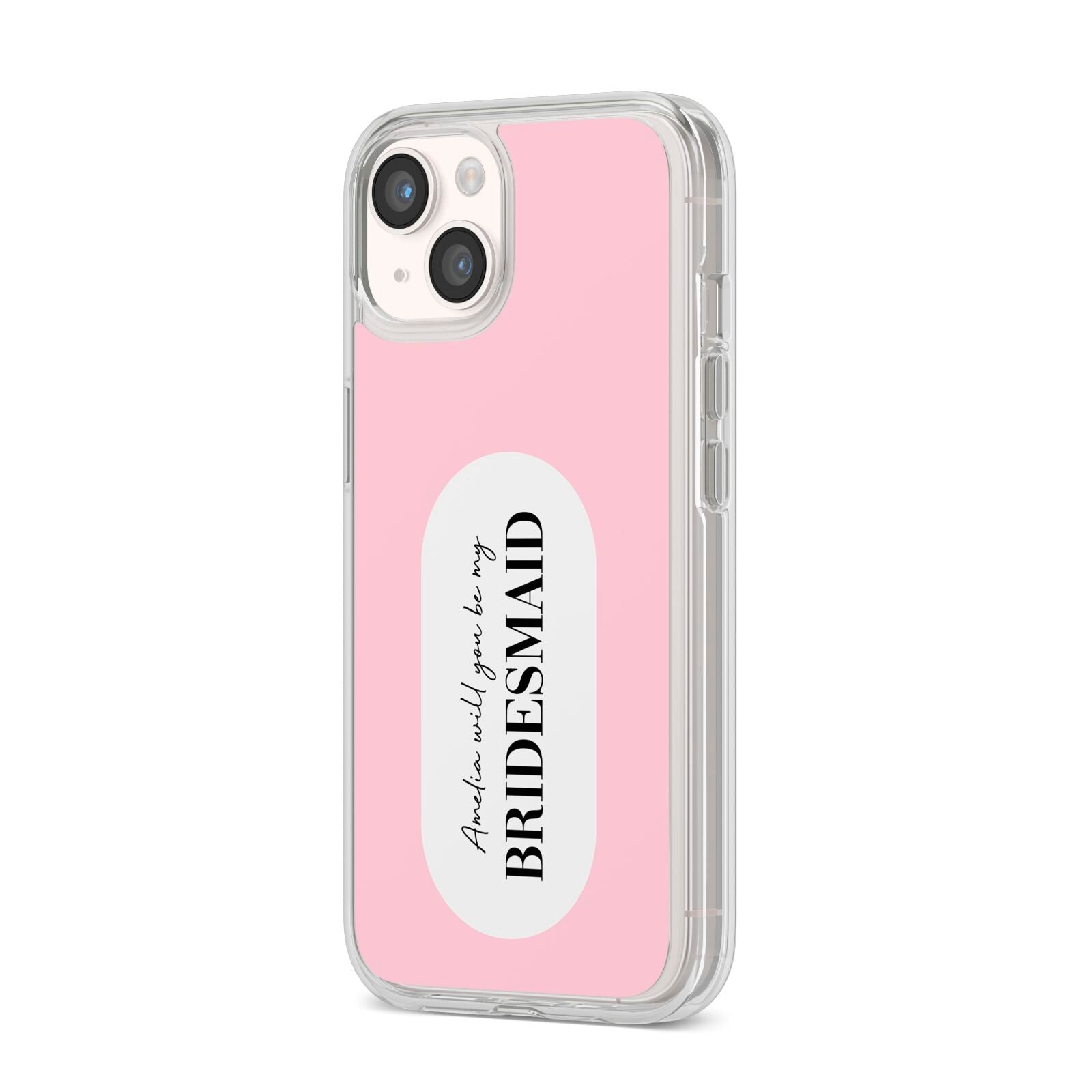 Will You Be My Bridesmaid iPhone 14 Clear Tough Case Starlight Angled Image