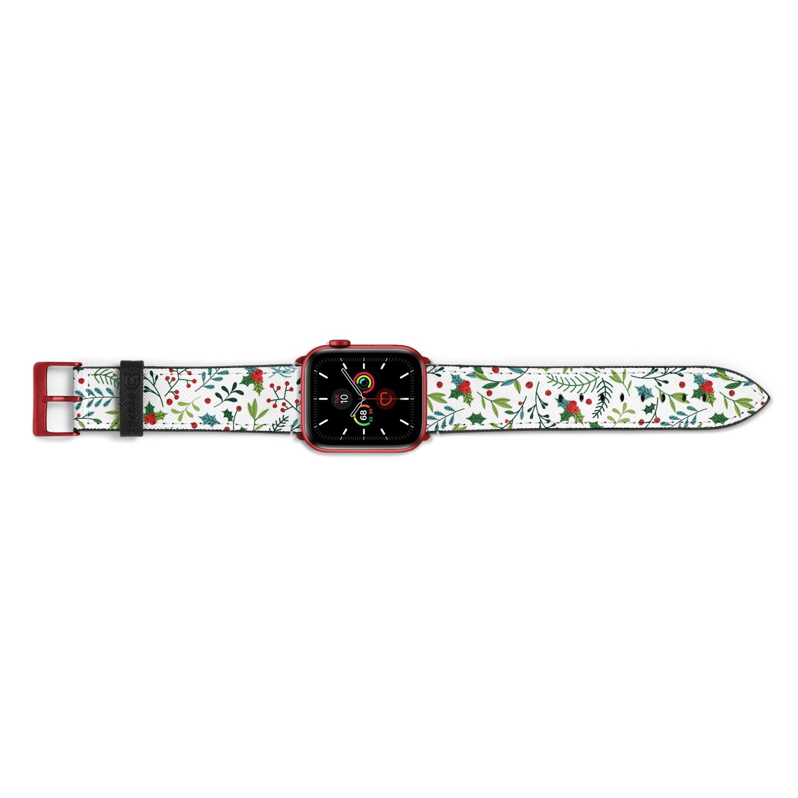 Winter Floral Apple Watch Strap Landscape Image Red Hardware