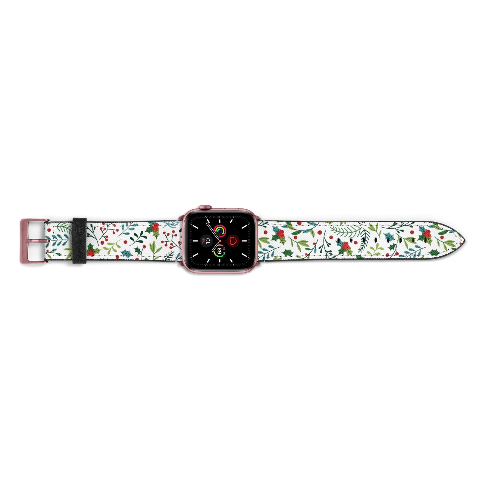 Winter Floral Apple Watch Strap Landscape Image Rose Gold Hardware