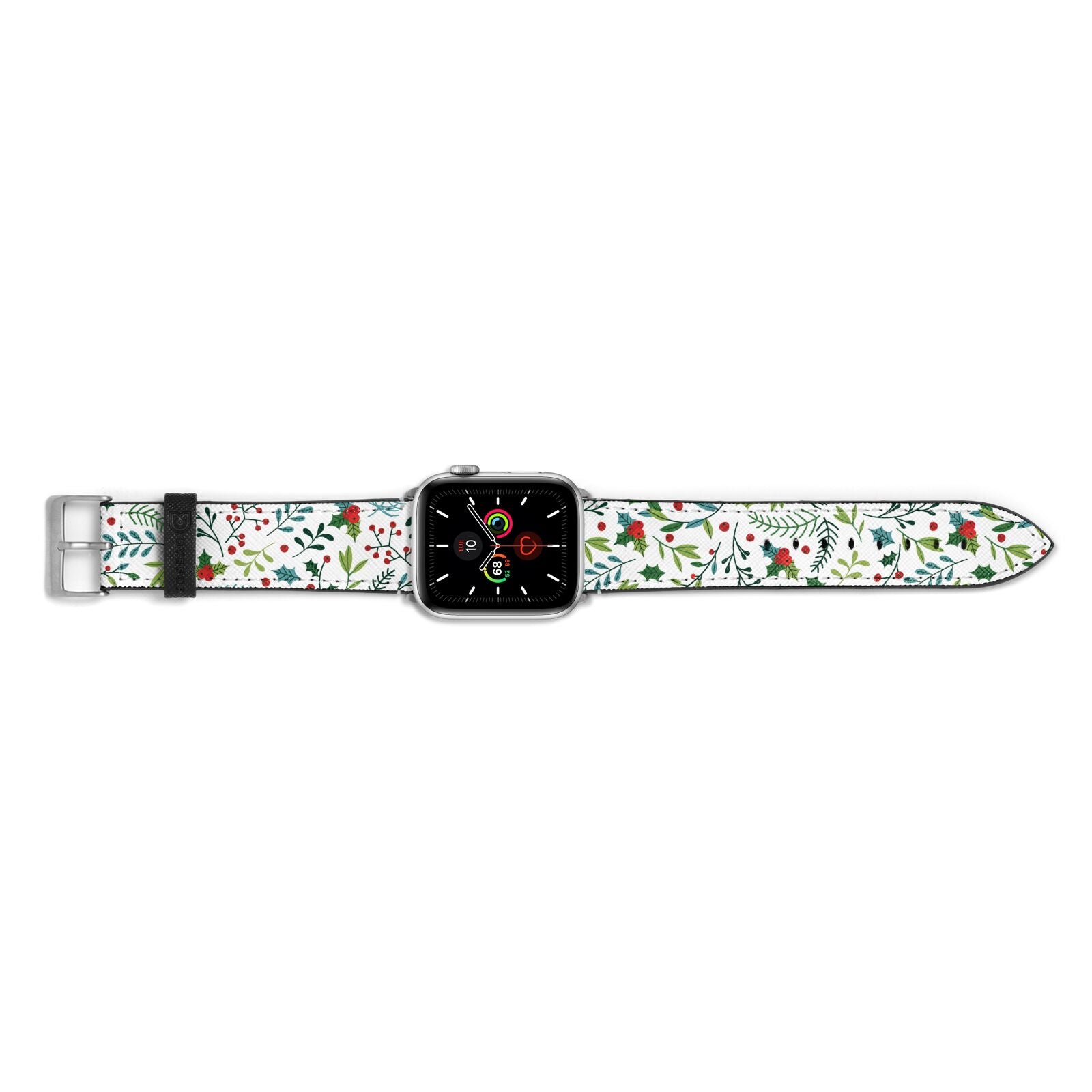 Winter Floral Apple Watch Strap Landscape Image Silver Hardware