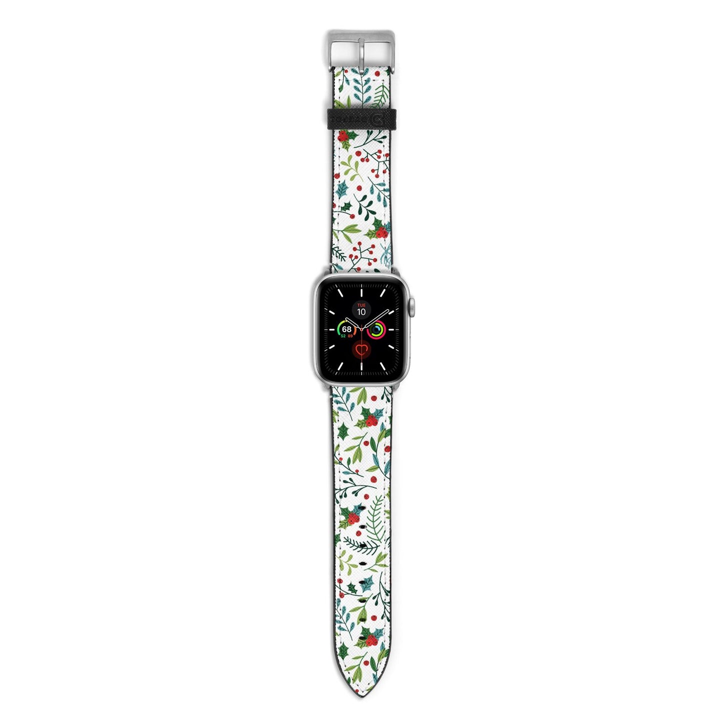 Winter Floral Apple Watch Strap with Silver Hardware