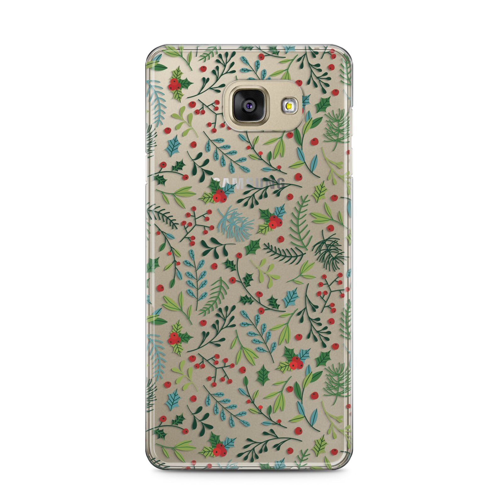 Winter Floral Samsung Galaxy A5 2016 Case on gold phone