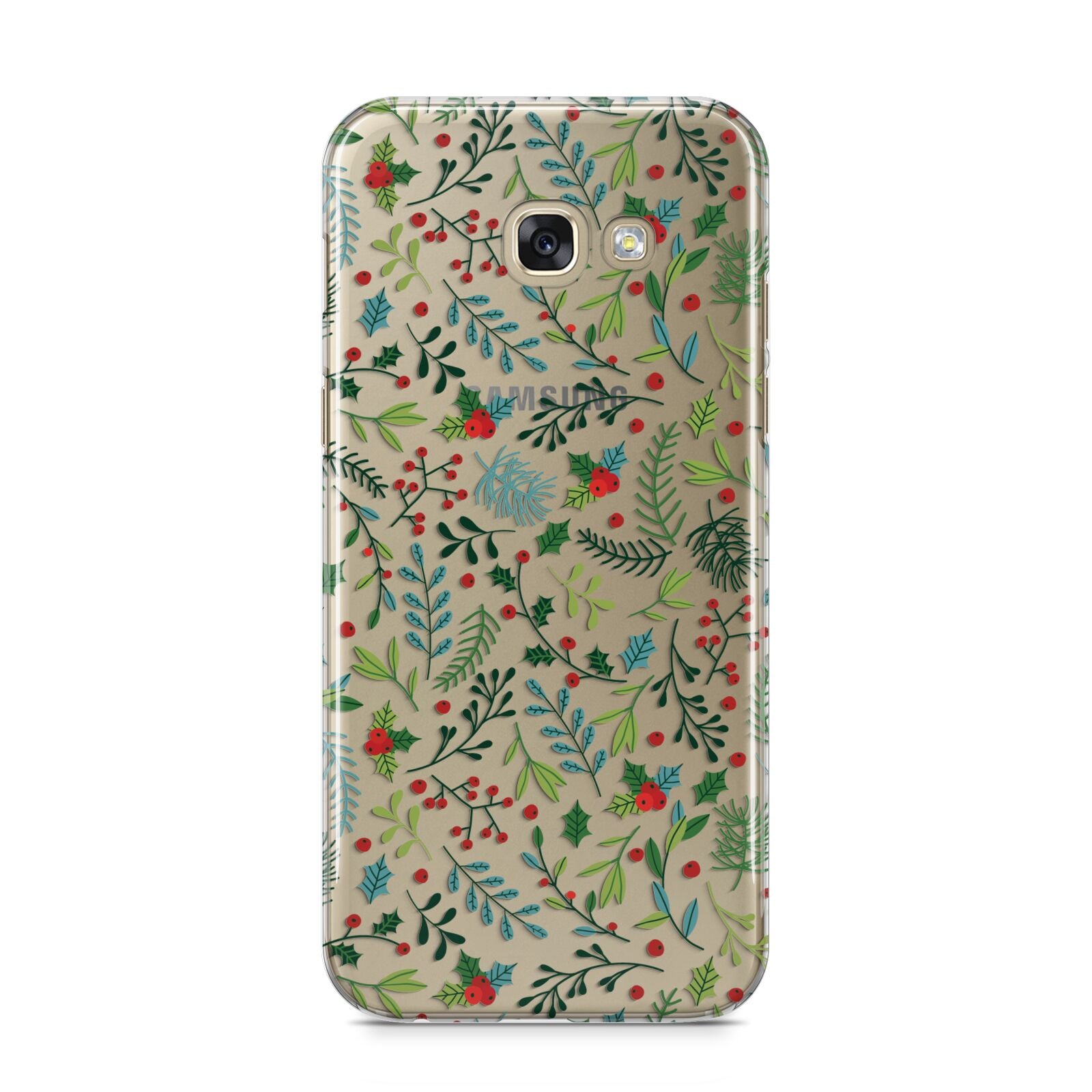 Winter Floral Samsung Galaxy A5 2017 Case on gold phone