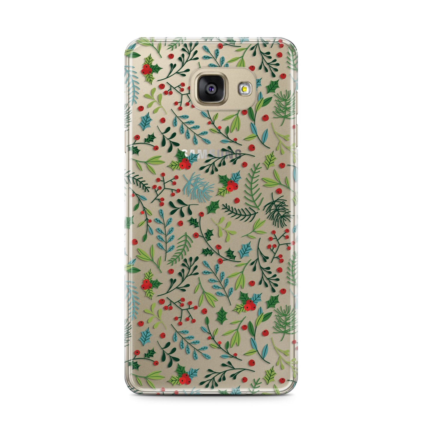 Winter Floral Samsung Galaxy A7 2016 Case on gold phone