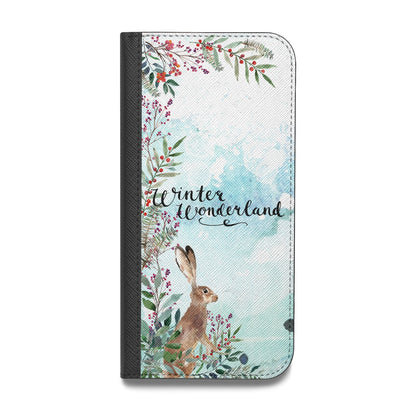 Winter Wonderland Hare Vegan Leather Flip Samsung Case