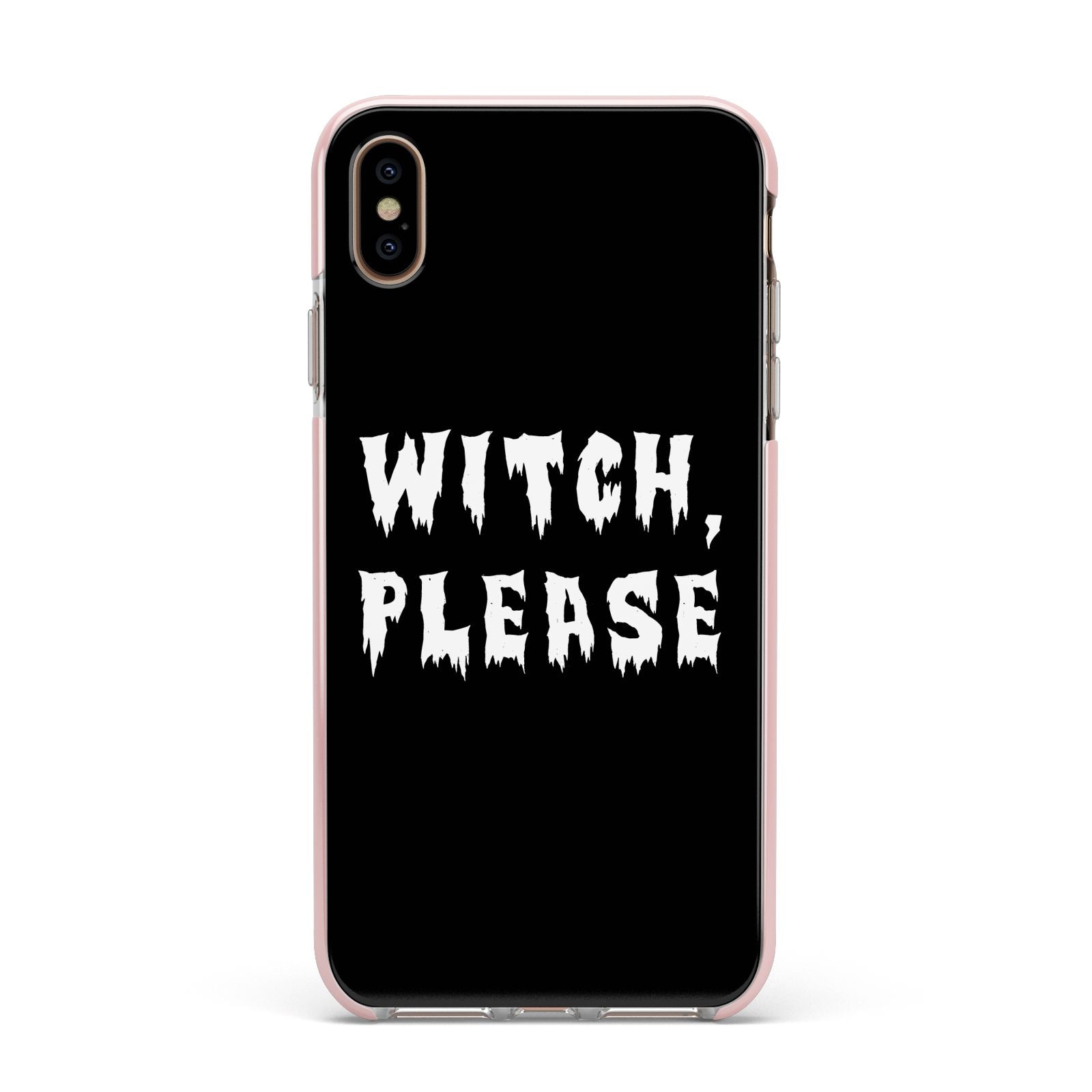 Witch Please Apple iPhone Xs Max Impact Case Pink Edge on Gold Phone