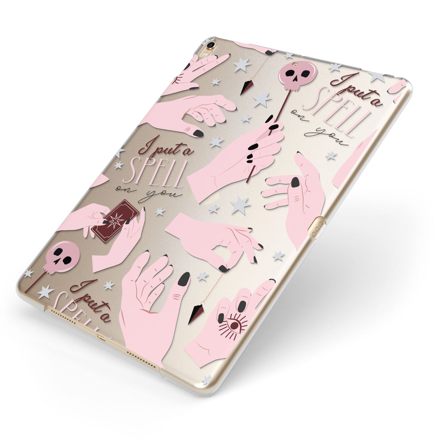 Witches Hands and Tarot Cards Apple iPad Case on Gold iPad Side View