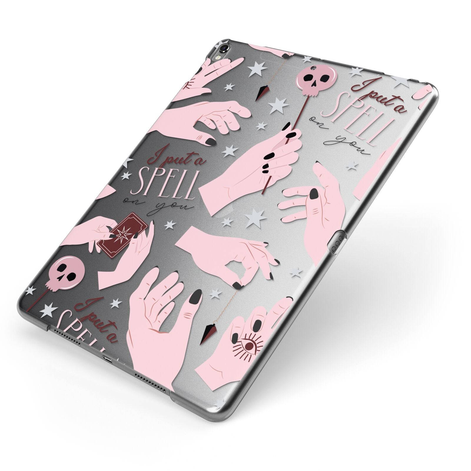 Witches Hands and Tarot Cards Apple iPad Case on Grey iPad Side View