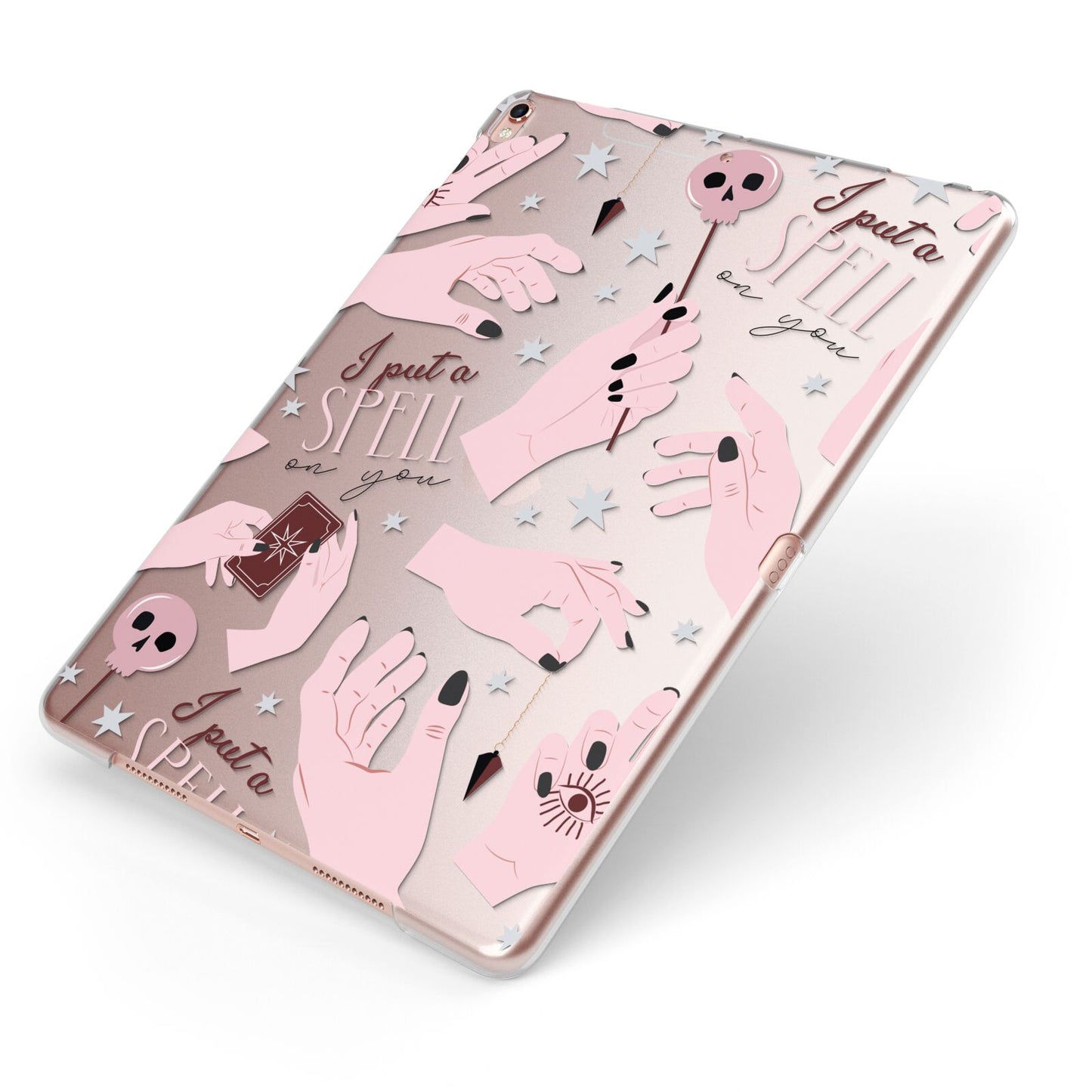 Witches Hands and Tarot Cards Apple iPad Case on Rose Gold iPad Side View