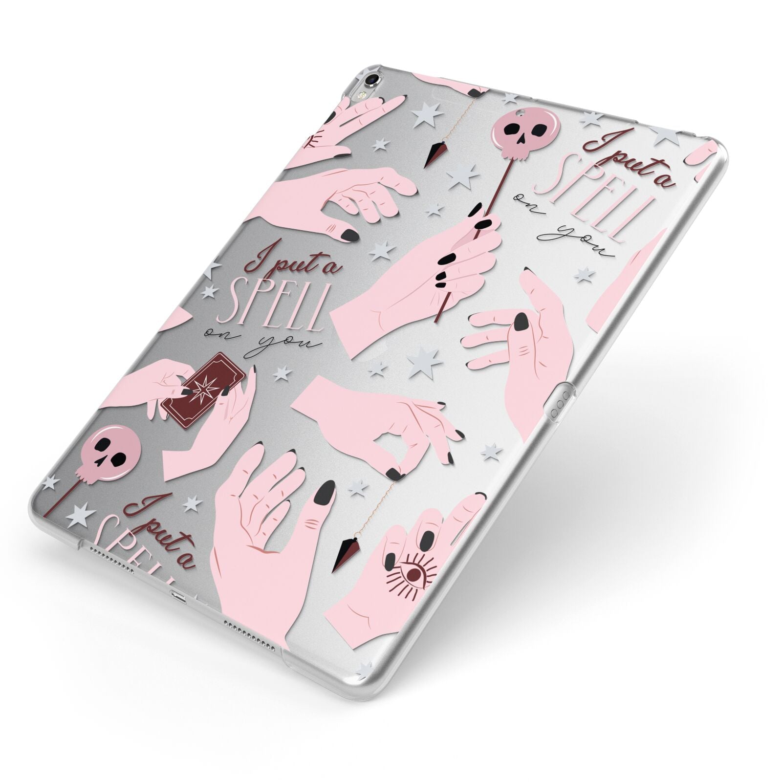 Witches Hands and Tarot Cards Apple iPad Case on Silver iPad Side View