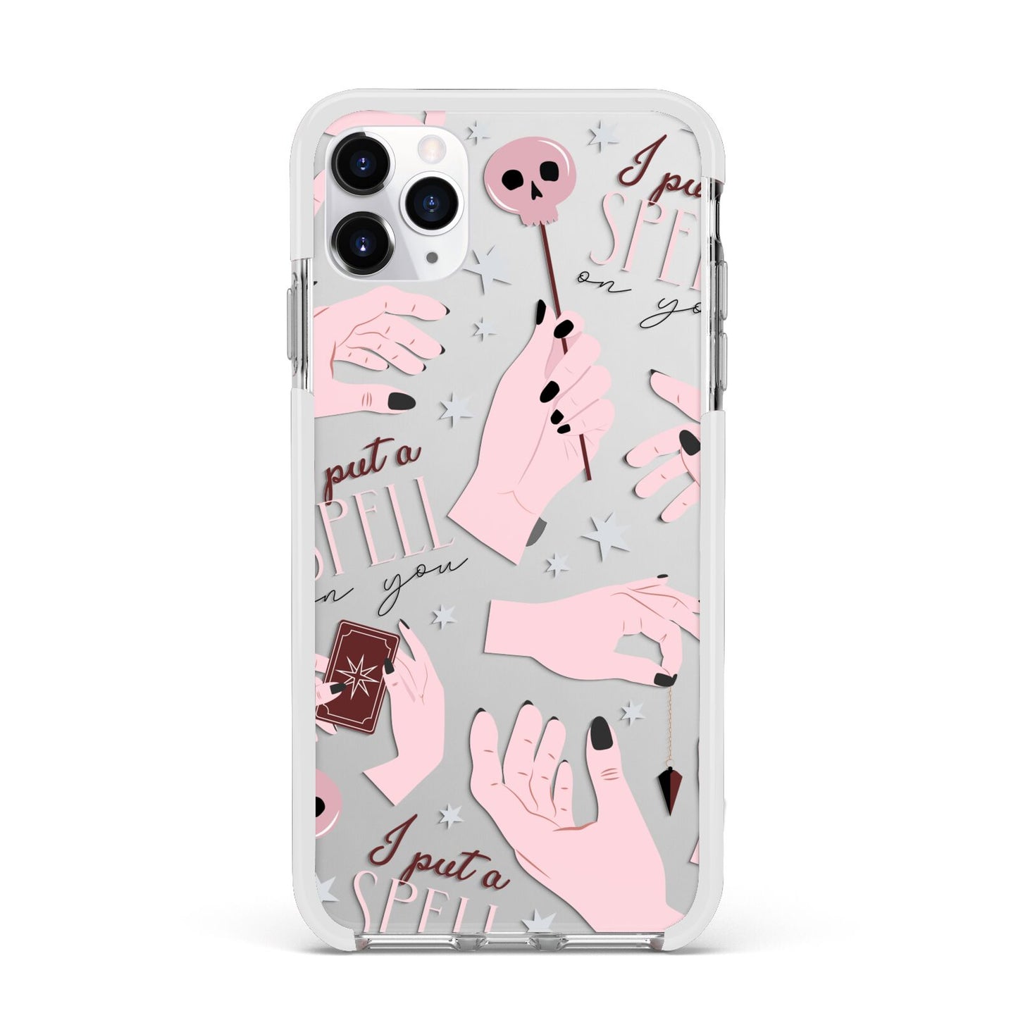 Witches Hands and Tarot Cards Apple iPhone 11 Pro Max in Silver with White Impact Case