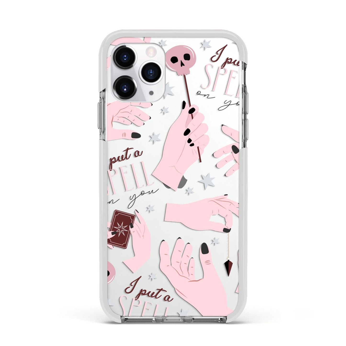 Witches Hands and Tarot Cards Apple iPhone 11 Pro in Silver with White Impact Case