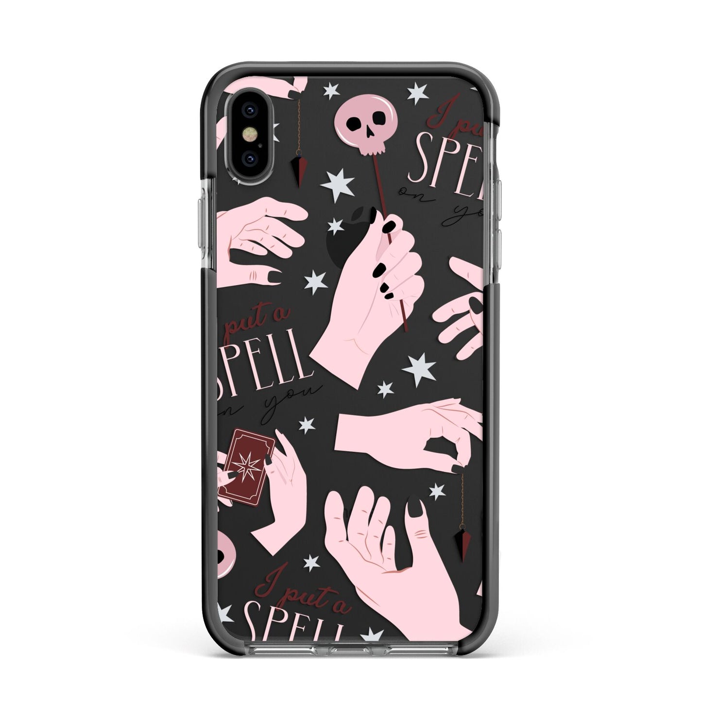 Witches Hands and Tarot Cards Apple iPhone Xs Max Impact Case Black Edge on Black Phone