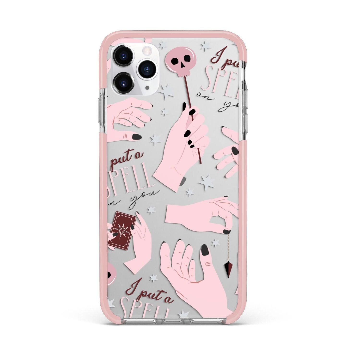 Witches Hands and Tarot Cards iPhone 11 Pro Max Impact Pink Edge Case