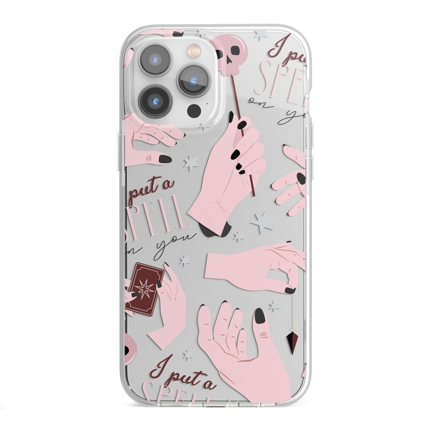 Witches Hands and Tarot Cards iPhone 13 Pro Max TPU Impact Case with White Edges