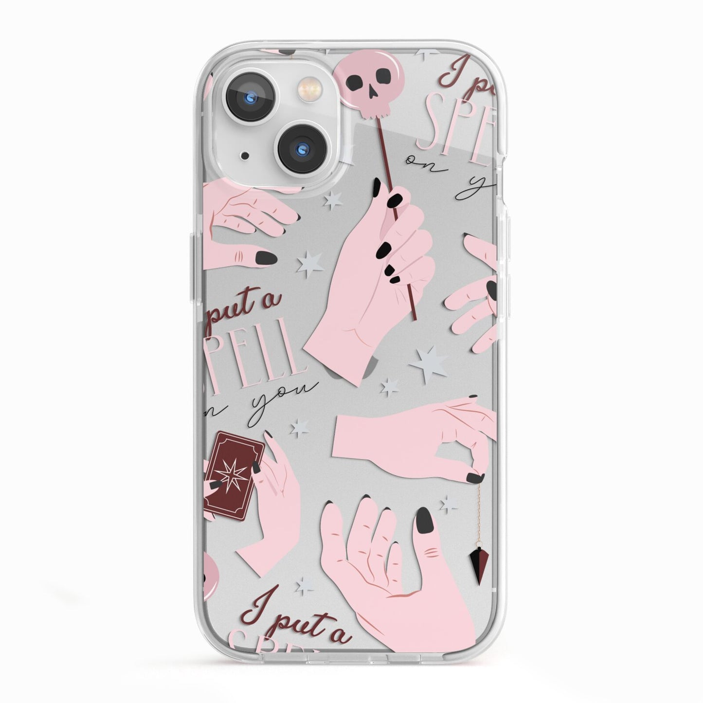 Witches Hands and Tarot Cards iPhone 13 TPU Impact Case with White Edges