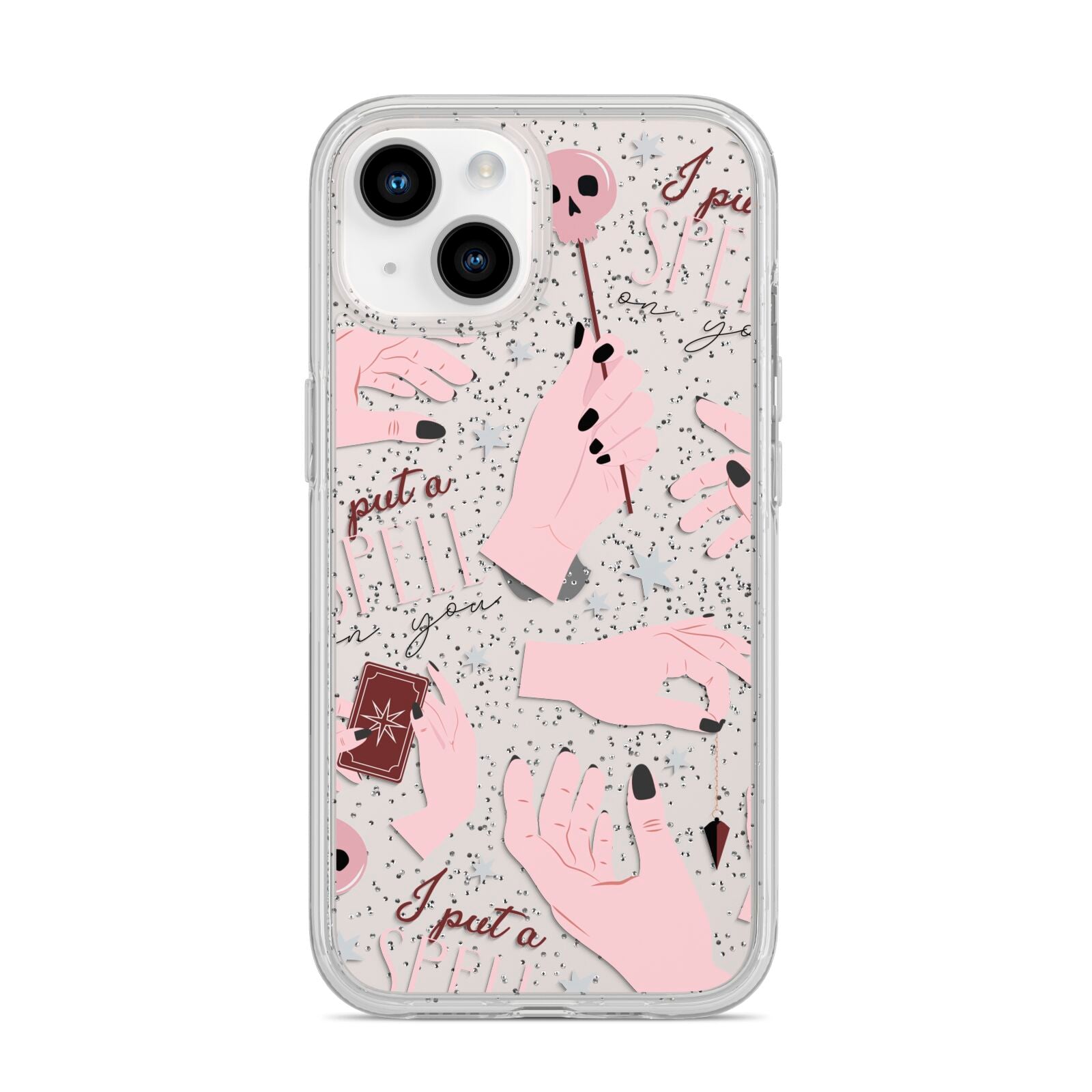 Witches Hands and Tarot Cards iPhone 14 Glitter Tough Case Starlight