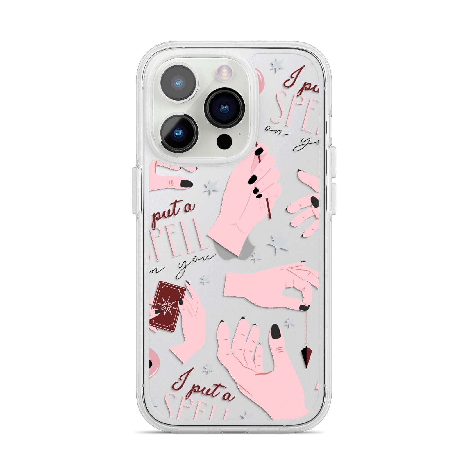 Witches Hands and Tarot Cards iPhone 14 Pro Clear Tough Case Silver